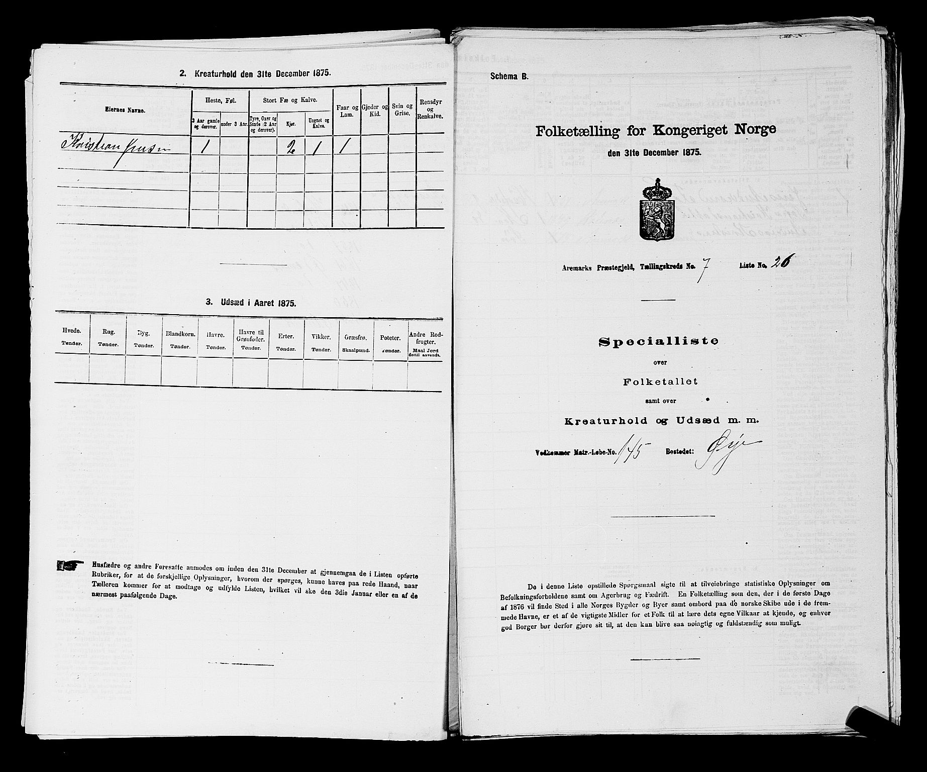 RA, 1875 census for 0118P Aremark, 1875, p. 1034