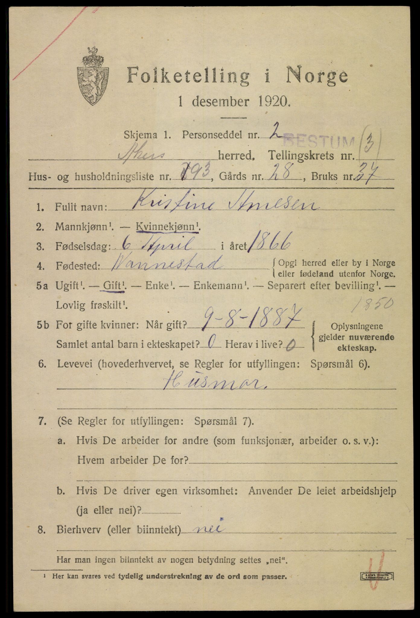 SAO, 1920 census for Aker, 1920, p. 25452