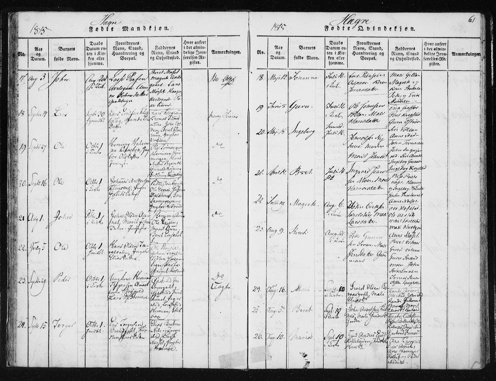 Ministerialprotokoller, klokkerbøker og fødselsregistre - Nord-Trøndelag, AV/SAT-A-1458/709/L0061: Parish register (official) no. 709A08 /4, 1815-1819, p. 61