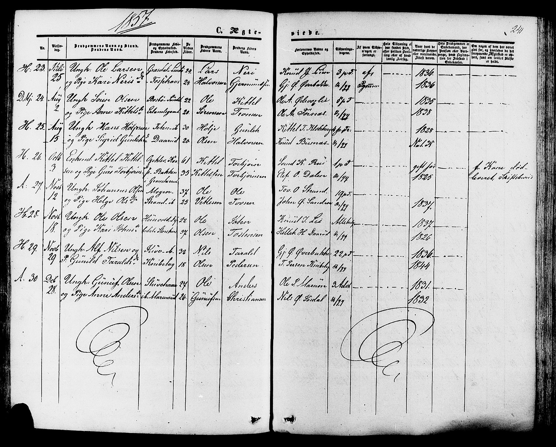 Tinn kirkebøker, SAKO/A-308/F/Fa/L0006: Parish register (official) no. I 6, 1857-1878, p. 241