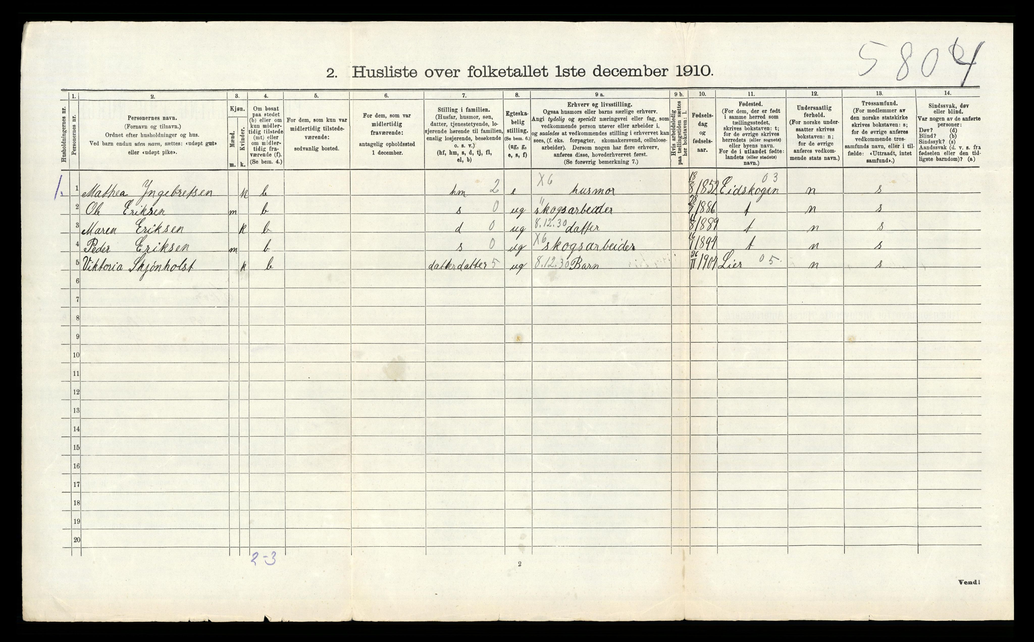 RA, 1910 census for Skoger, 1910, p. 1417