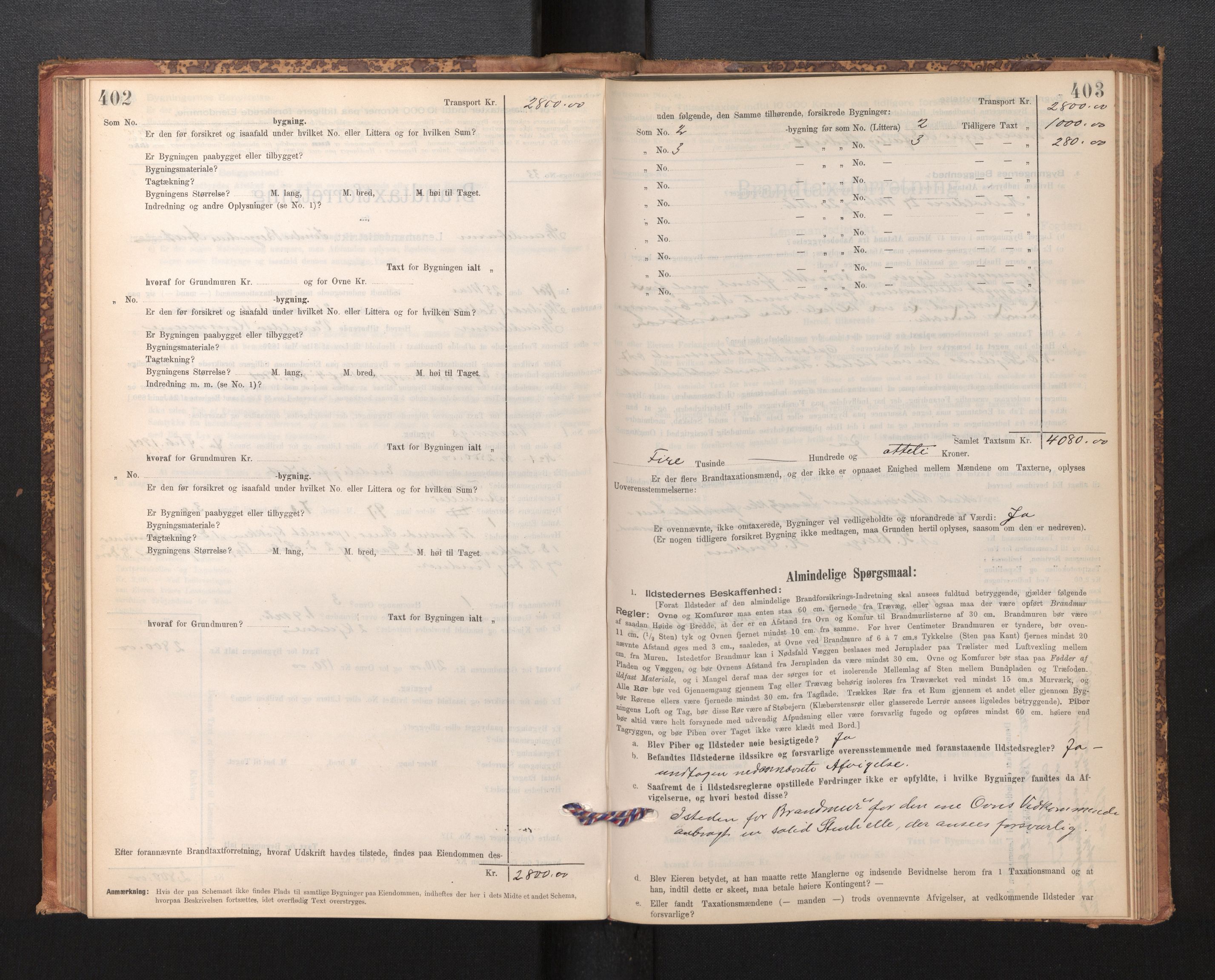 Lensmannen i Strandebarm, SAB/A-35101/0012/L0004: Branntakstprotokoll, skjematakst, 1895-1920, p. 402-403