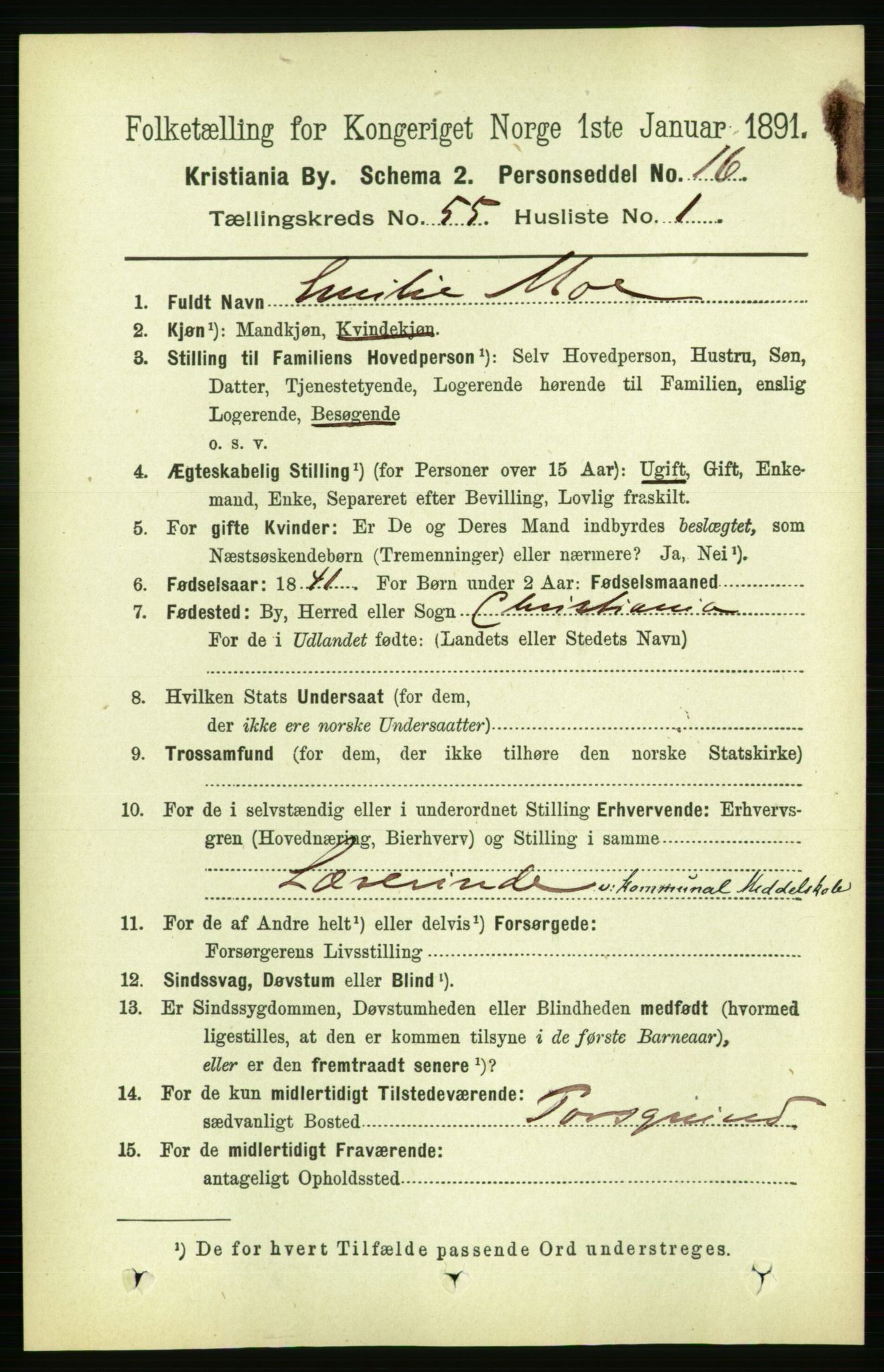 RA, 1891 census for 0301 Kristiania, 1891, p. 30092