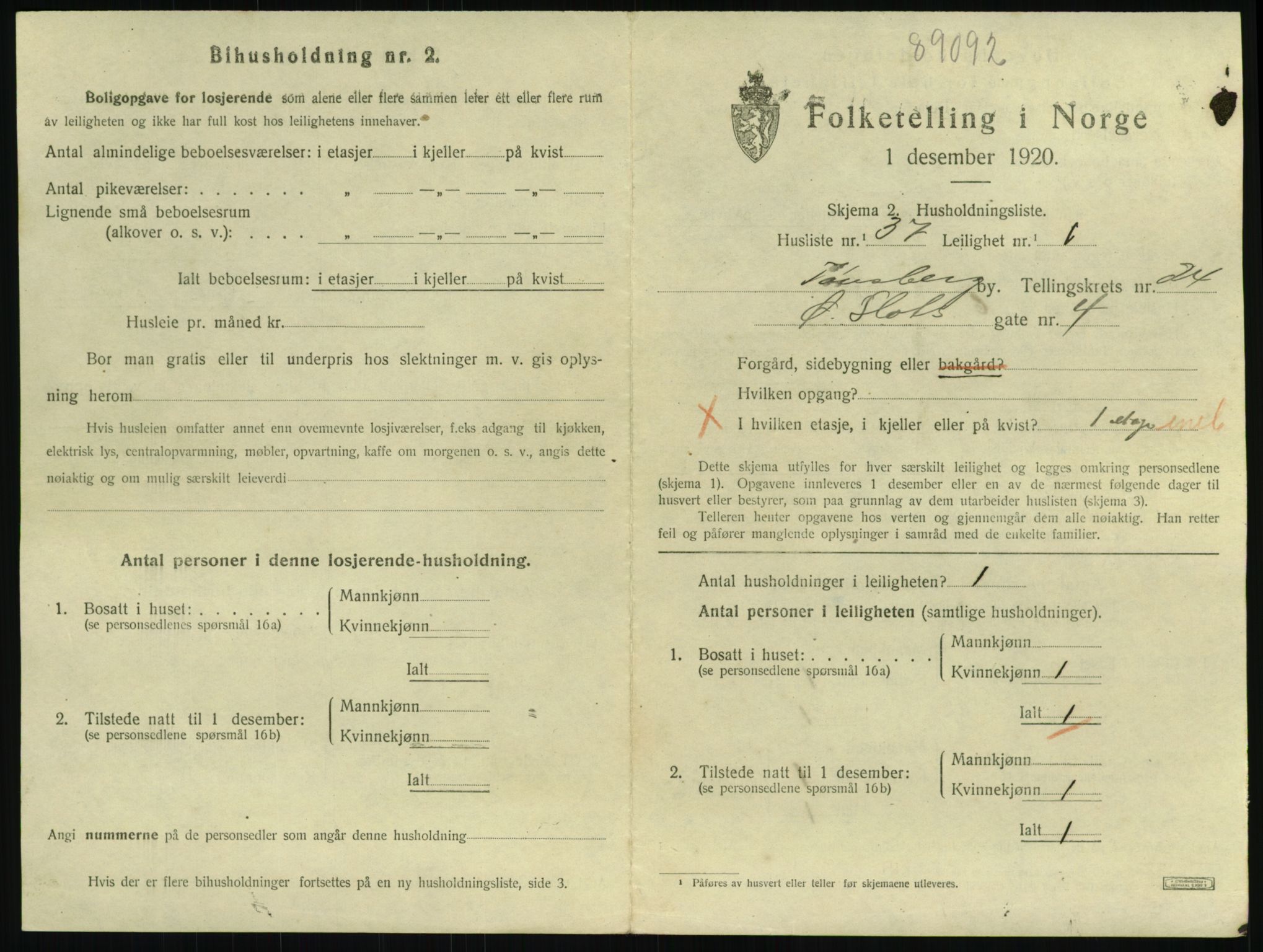 SAKO, 1920 census for Tønsberg, 1920, p. 8595