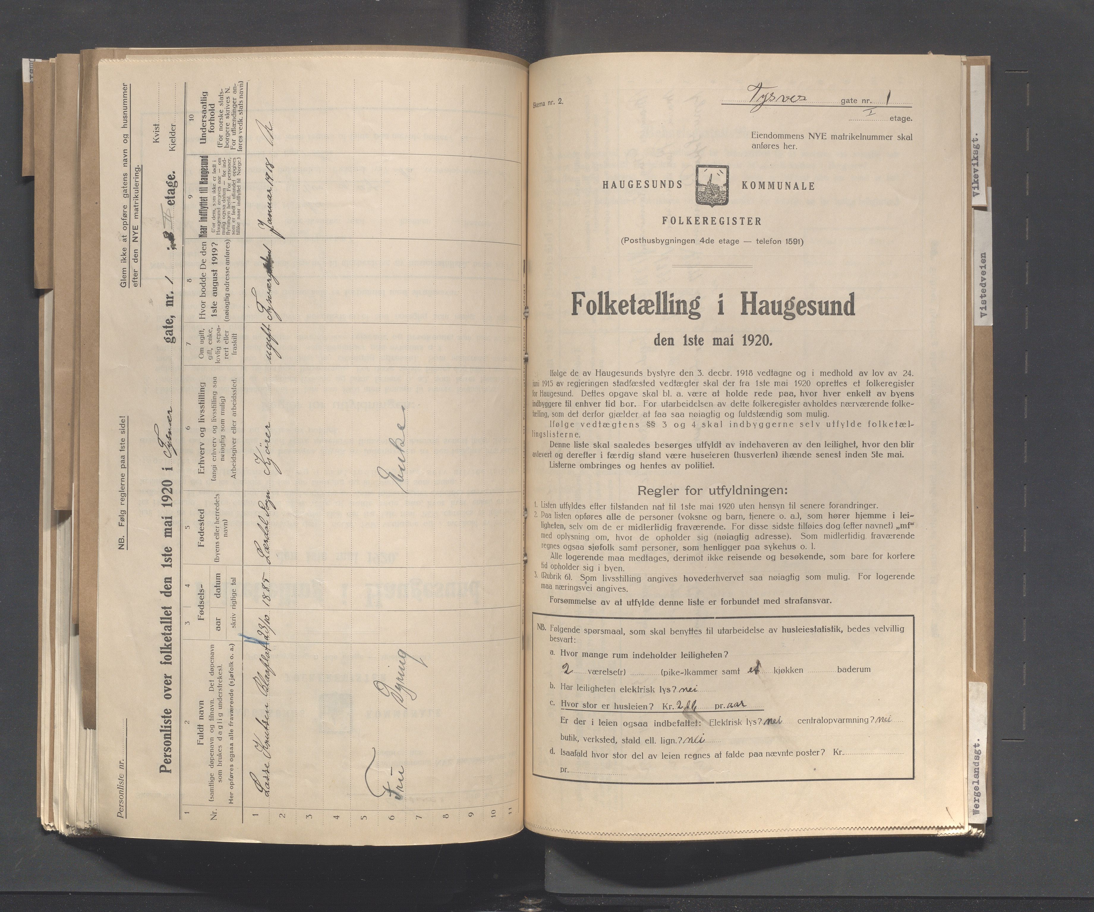 IKAR, Local census 1.5.1920 for Haugesund, 1920, p. 5255