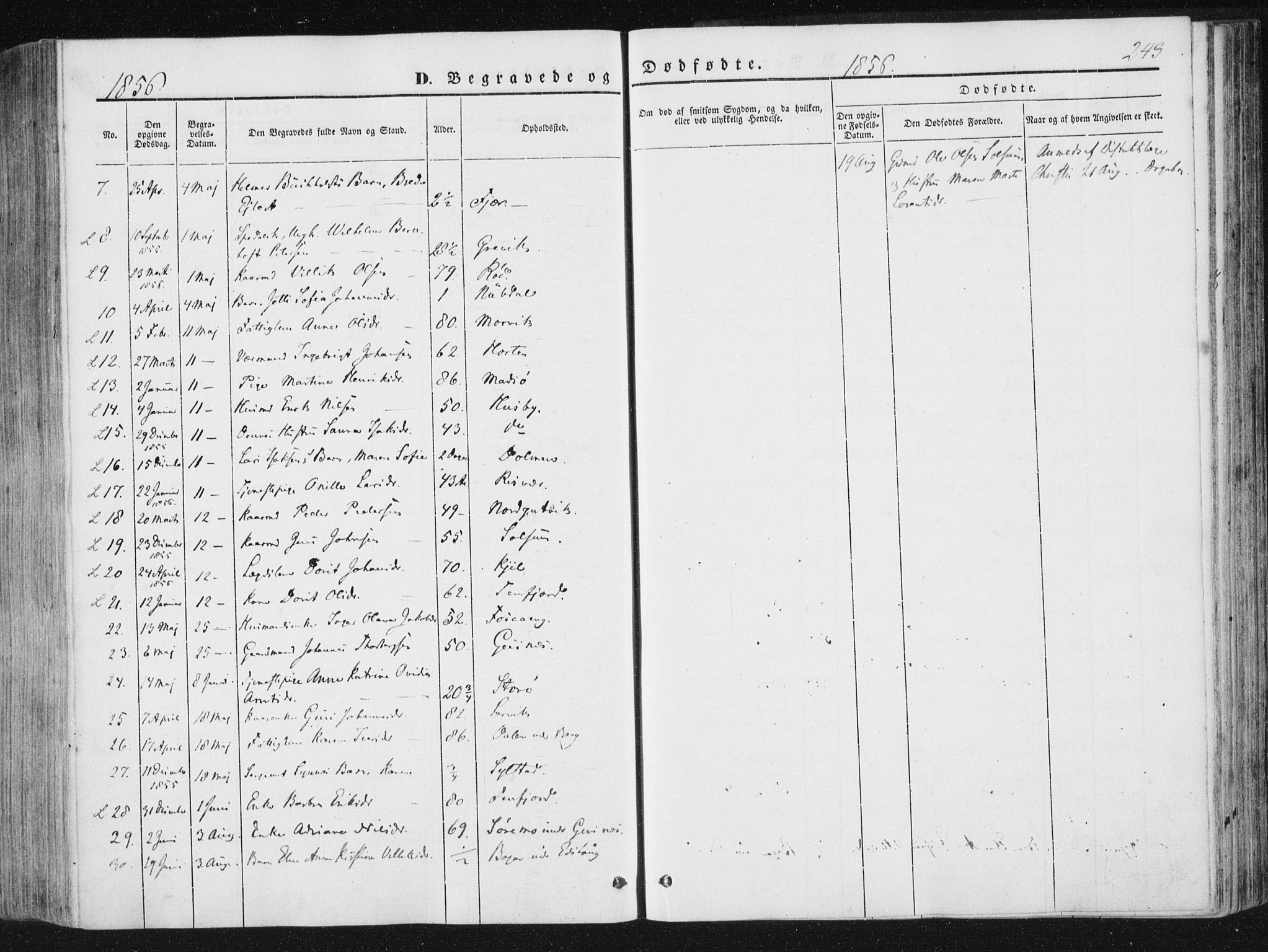 Ministerialprotokoller, klokkerbøker og fødselsregistre - Nord-Trøndelag, AV/SAT-A-1458/780/L0640: Parish register (official) no. 780A05, 1845-1856, p. 243