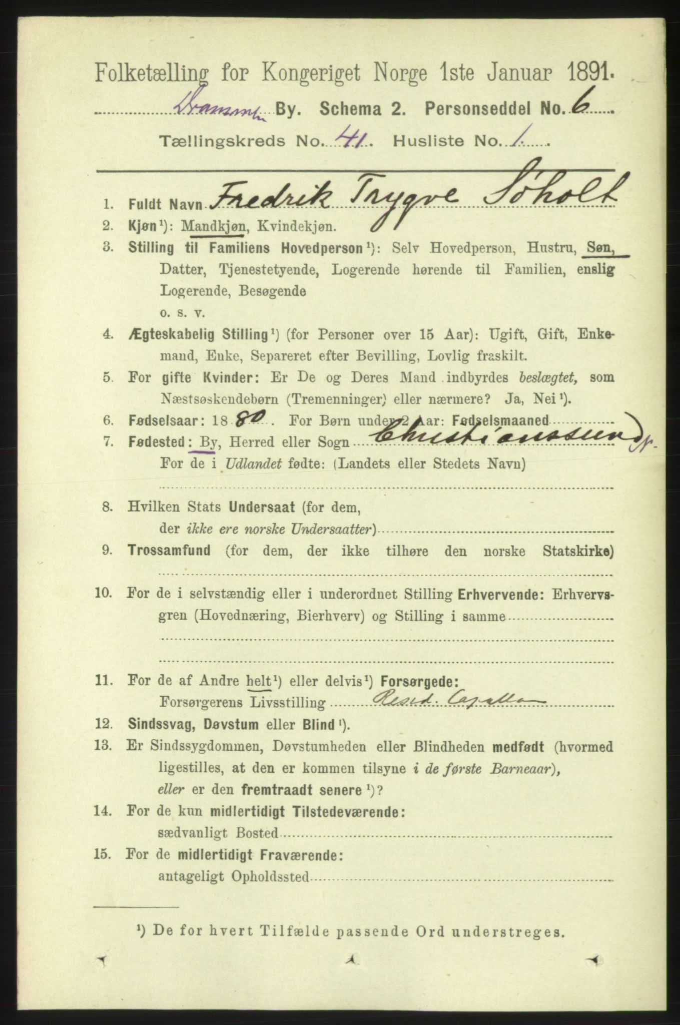 RA, 1891 census for 0602 Drammen, 1891, p. 24157