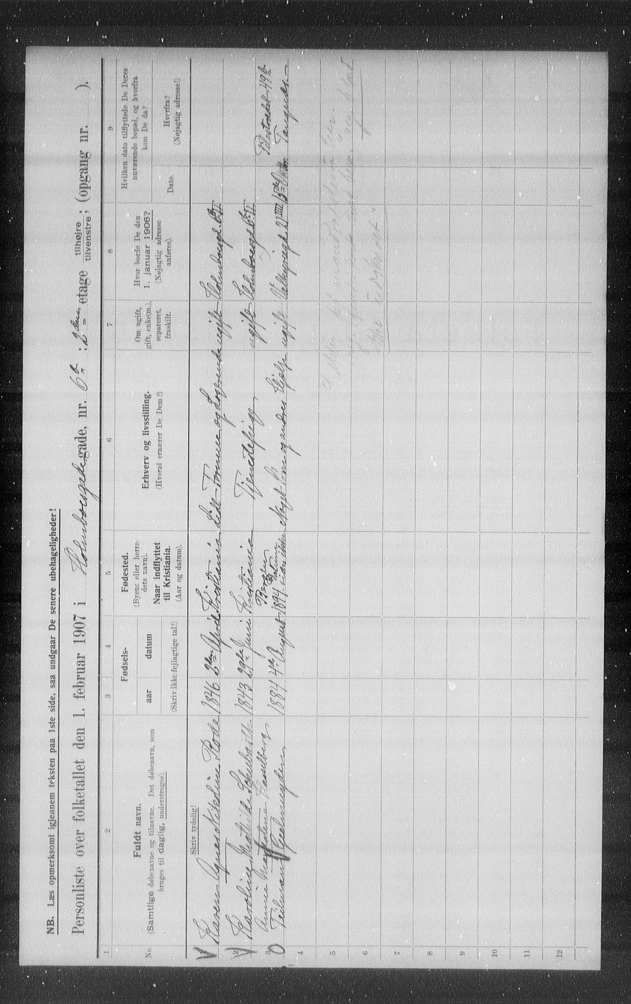 OBA, Municipal Census 1907 for Kristiania, 1907, p. 20964