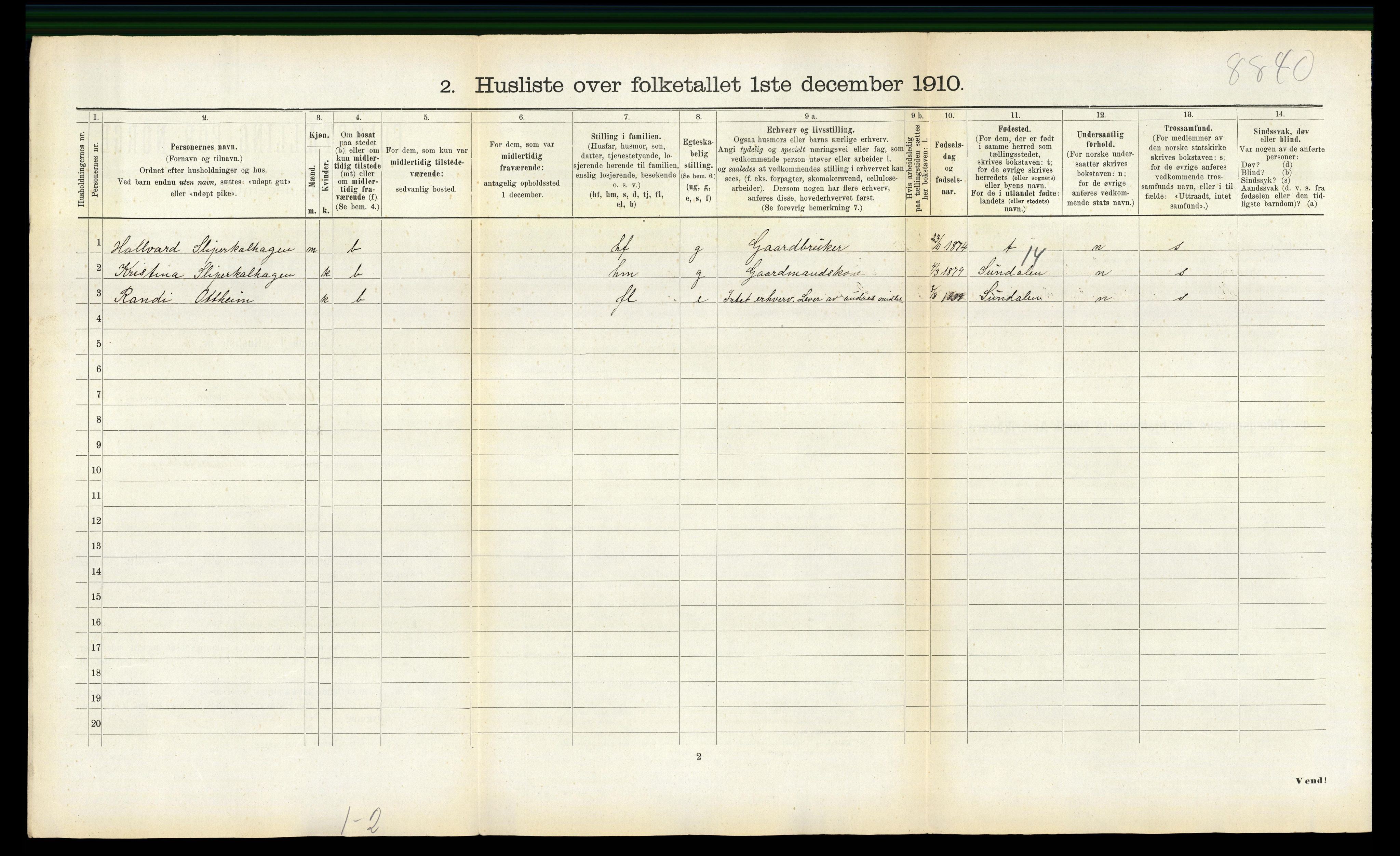 RA, 1910 census for Oppdal, 1910, p. 842