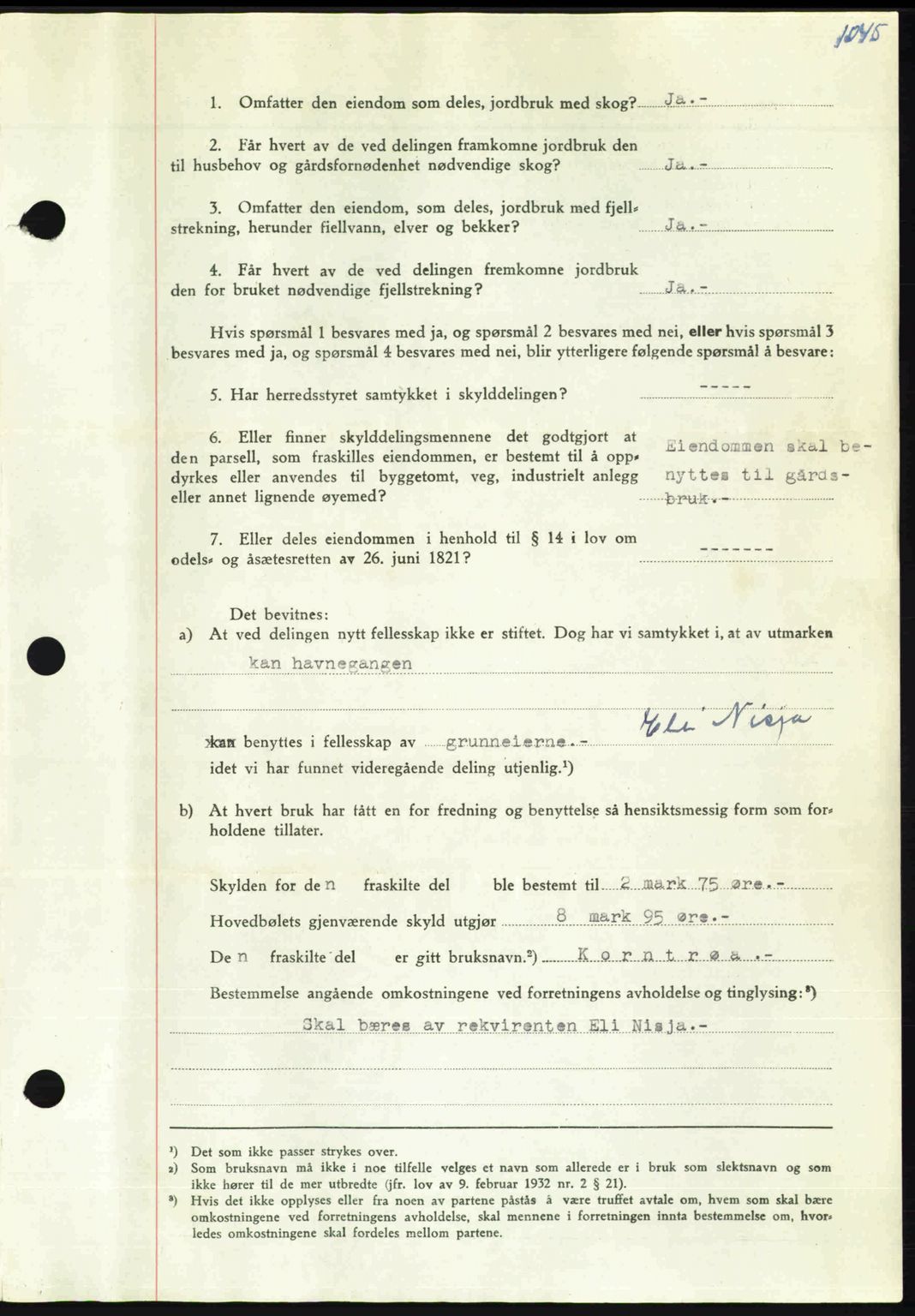 Nordmøre sorenskriveri, AV/SAT-A-4132/1/2/2Ca: Mortgage book no. A105, 1947-1947, Diary no: : 2041/1947