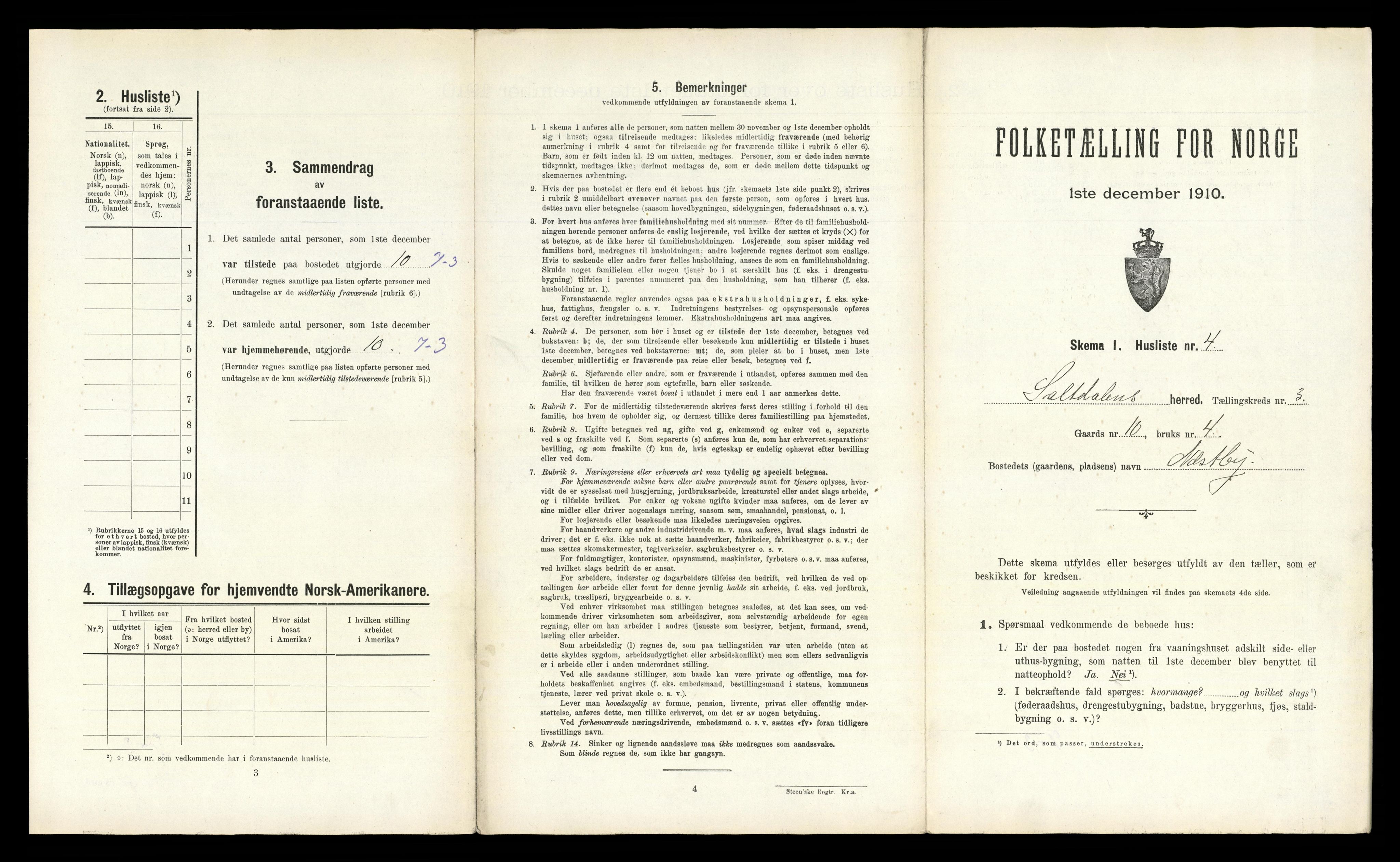 RA, 1910 census for Saltdal, 1910, p. 475