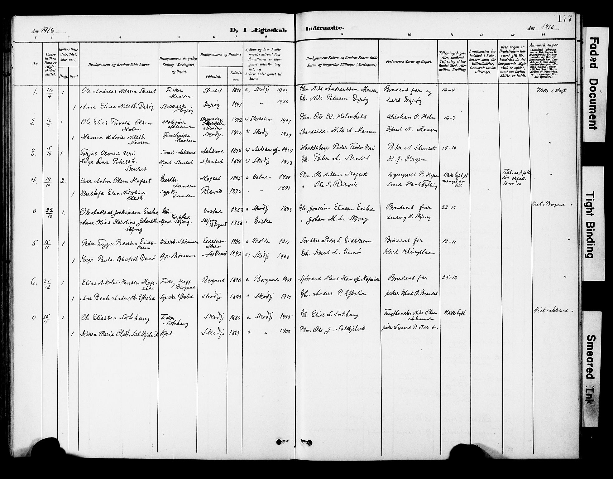 Ministerialprotokoller, klokkerbøker og fødselsregistre - Møre og Romsdal, AV/SAT-A-1454/524/L0366: Parish register (copy) no. 524C07, 1900-1931, p. 177