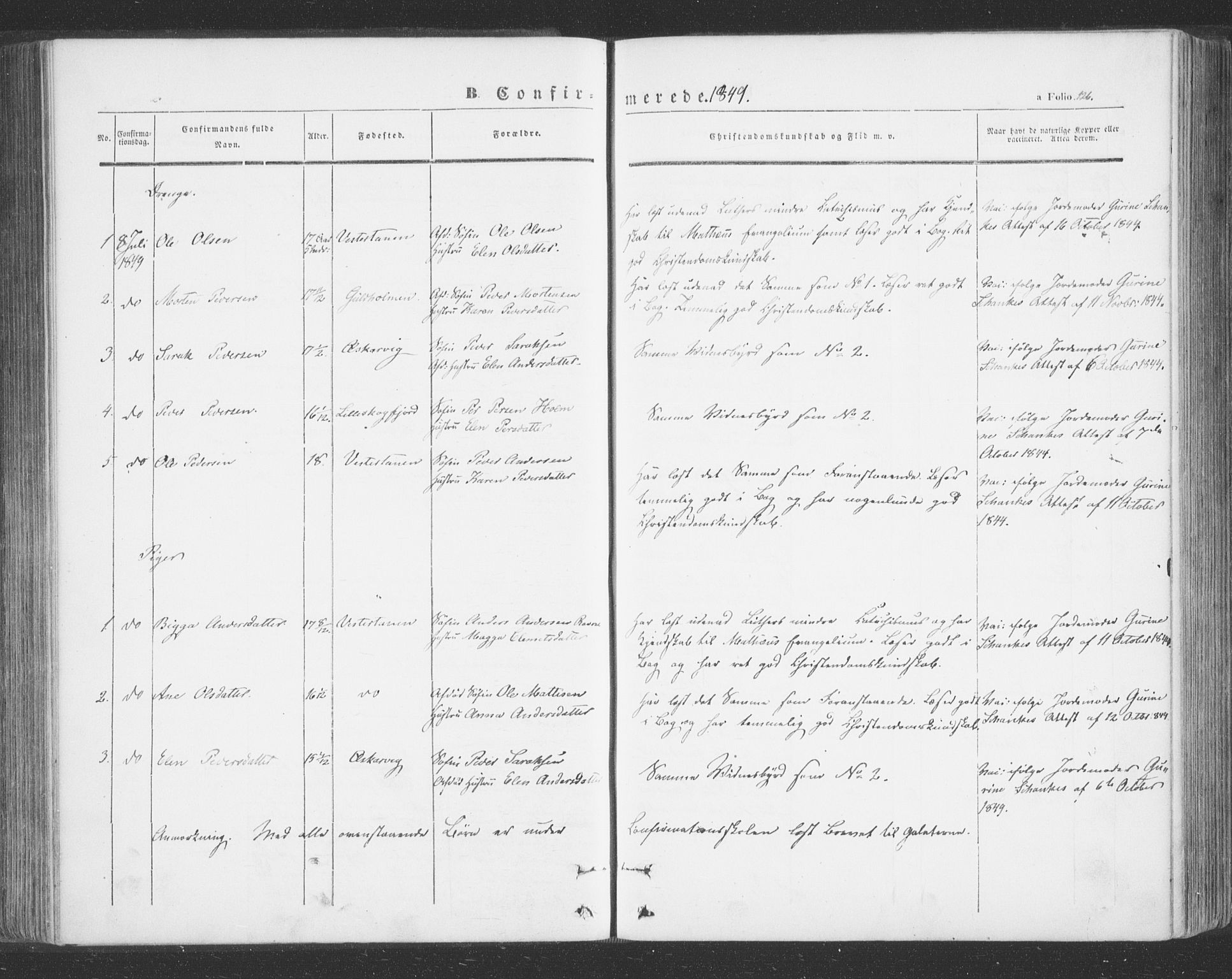 Tana sokneprestkontor, SATØ/S-1334/H/Ha/L0001kirke: Parish register (official) no. 1, 1846-1861, p. 126