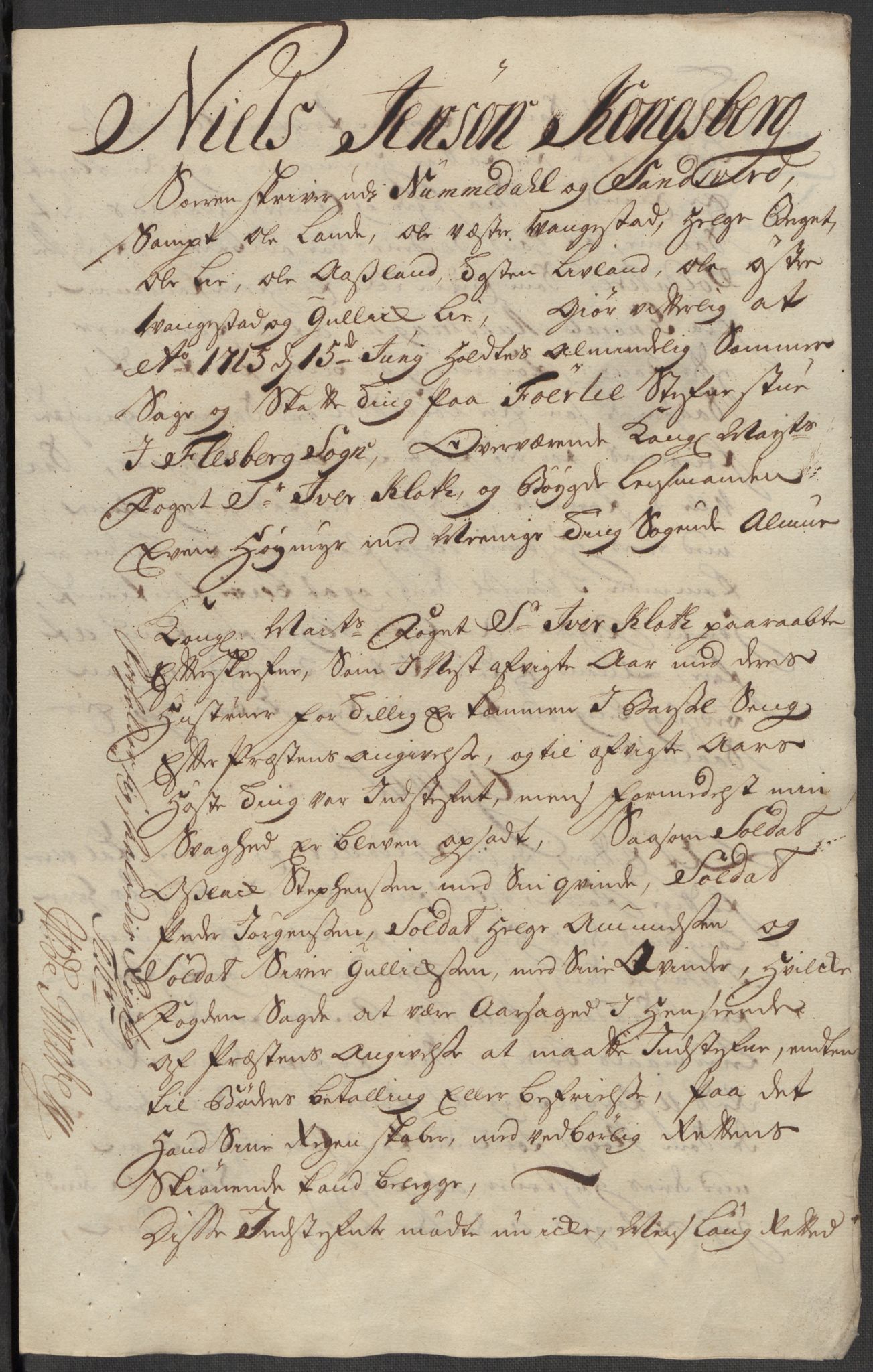 Rentekammeret inntil 1814, Reviderte regnskaper, Fogderegnskap, AV/RA-EA-4092/R24/L1591: Fogderegnskap Numedal og Sandsvær, 1715, p. 260