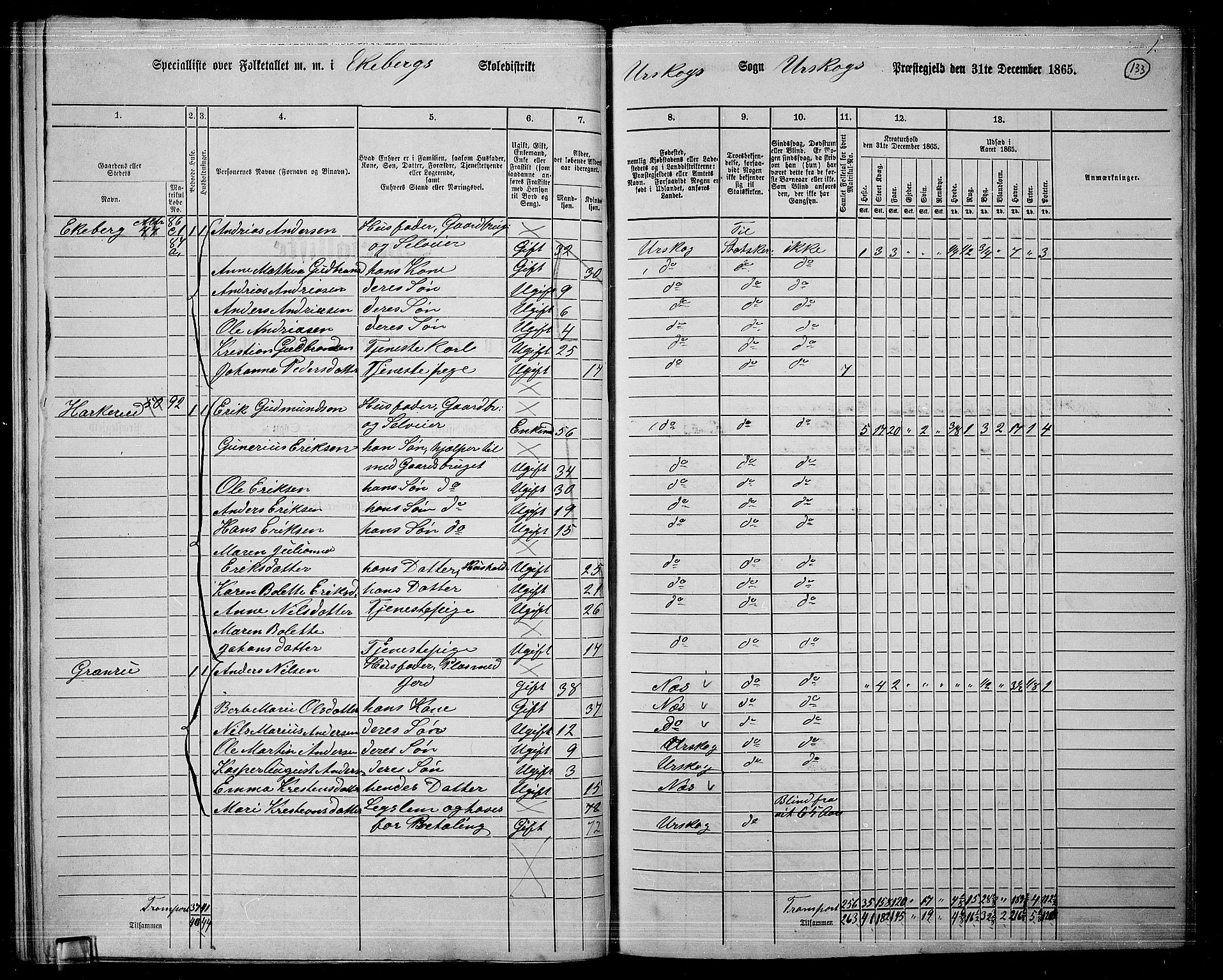 RA, 1865 census for Aurskog, 1865, p. 120