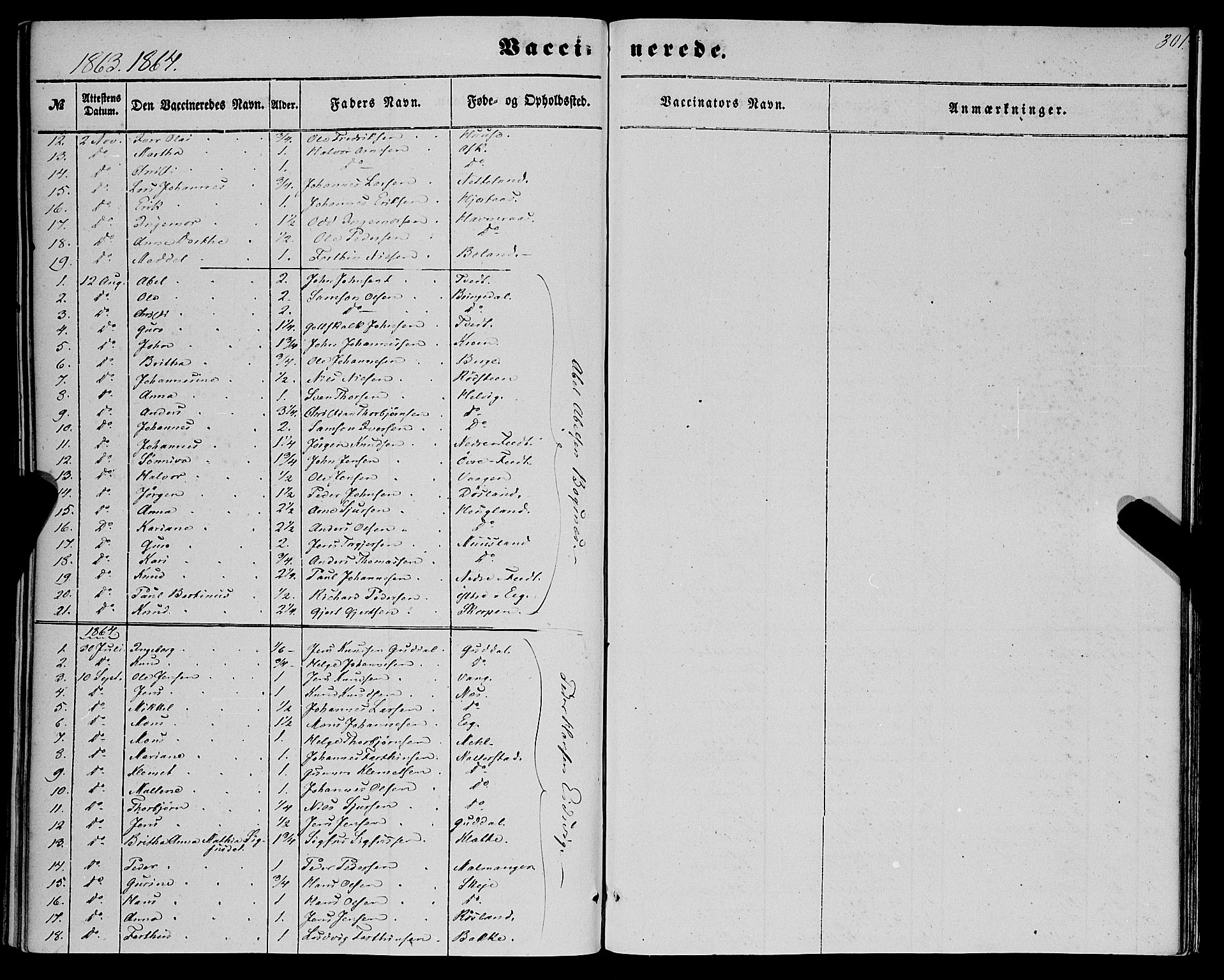 Kvinnherad sokneprestembete, SAB/A-76401/H/Haa: Parish register (official) no. A 8, 1854-1872, p. 301