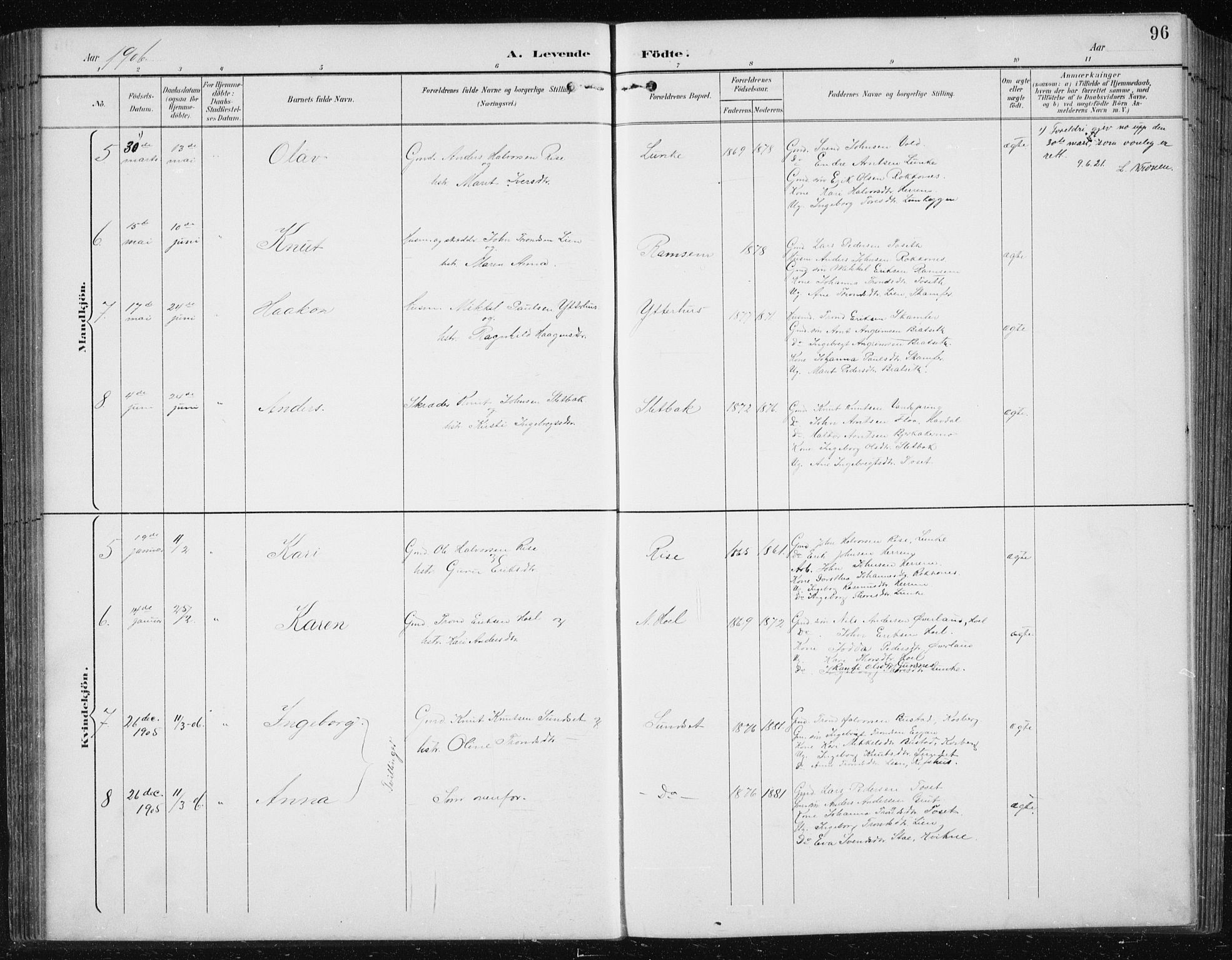 Ministerialprotokoller, klokkerbøker og fødselsregistre - Sør-Trøndelag, SAT/A-1456/674/L0876: Parish register (copy) no. 674C03, 1892-1912, p. 96