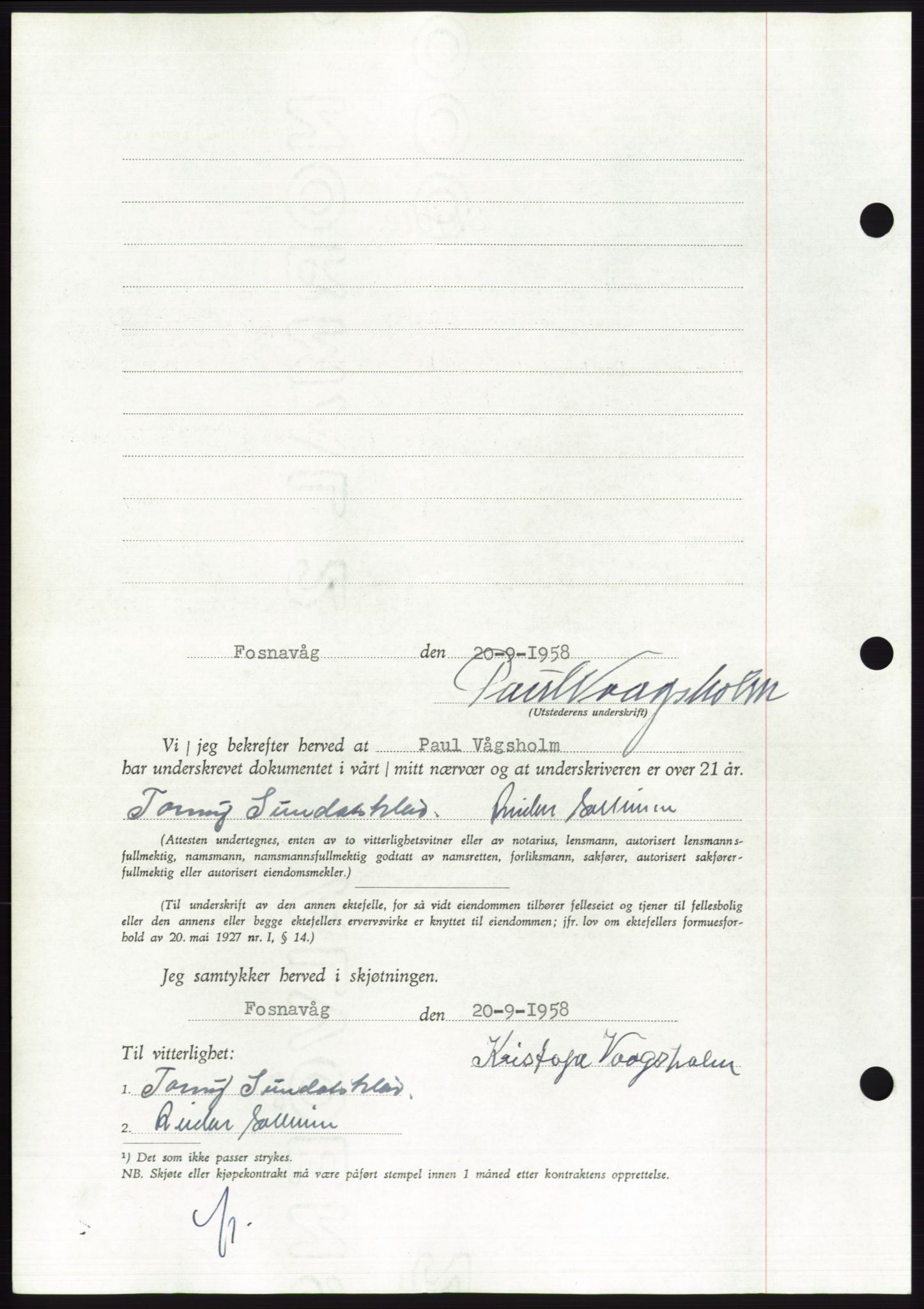 Søre Sunnmøre sorenskriveri, AV/SAT-A-4122/1/2/2C/L0110: Mortgage book no. 36A, 1958-1958, Diary no: : 2211/1958