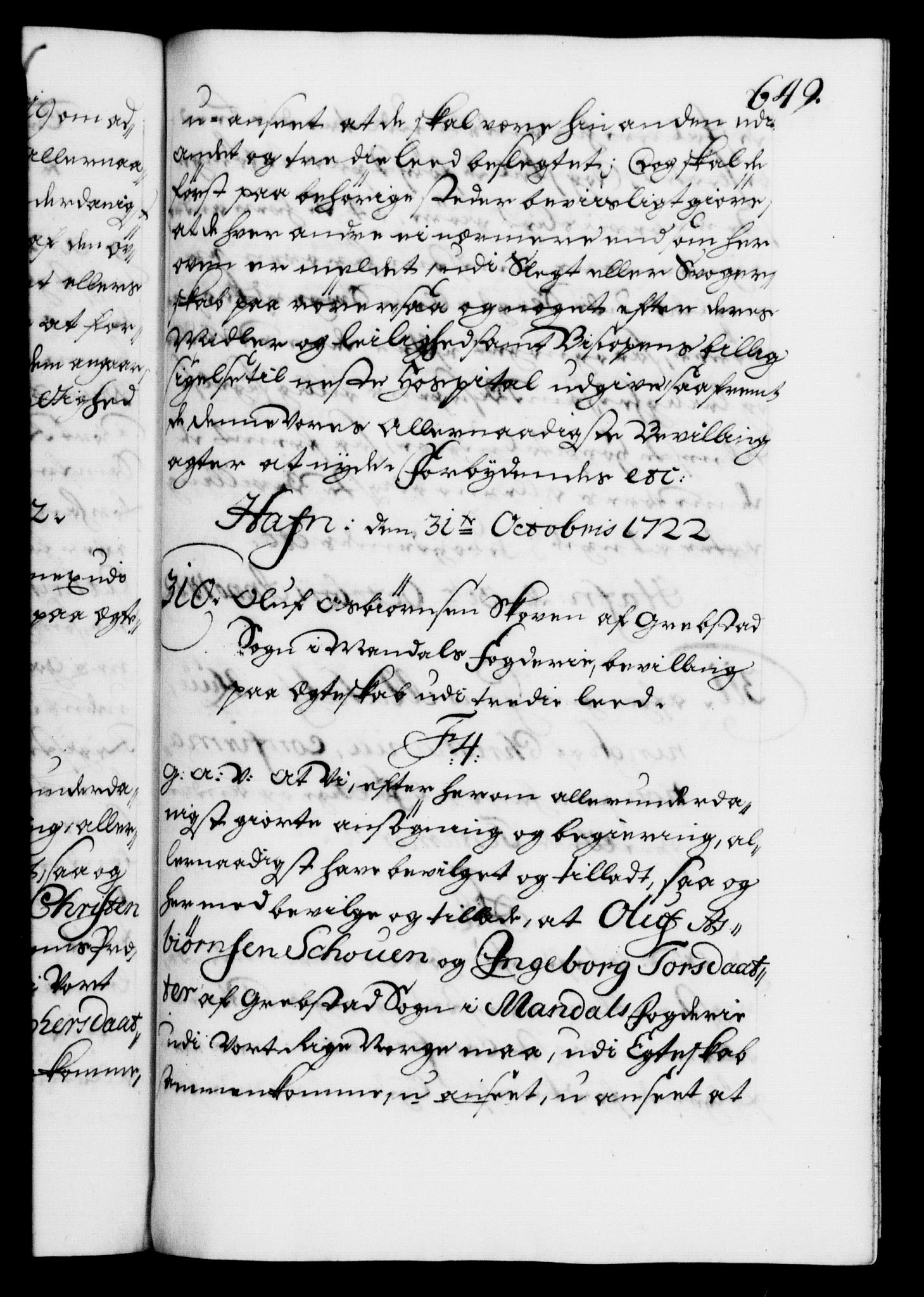 Danske Kanselli 1572-1799, AV/RA-EA-3023/F/Fc/Fca/Fcaa/L0023: Norske registre, 1720-1722, p. 649a