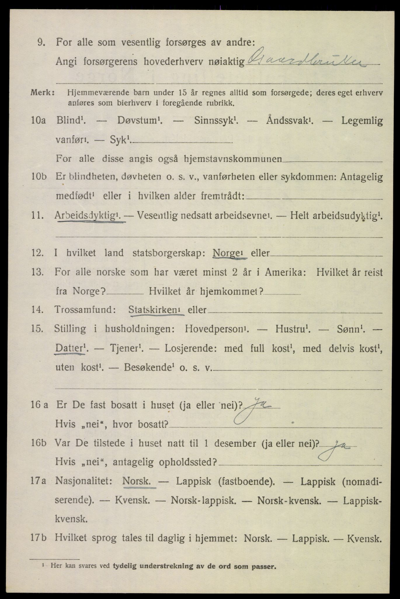 SAT, 1920 census for Ankenes, 1920, p. 3424