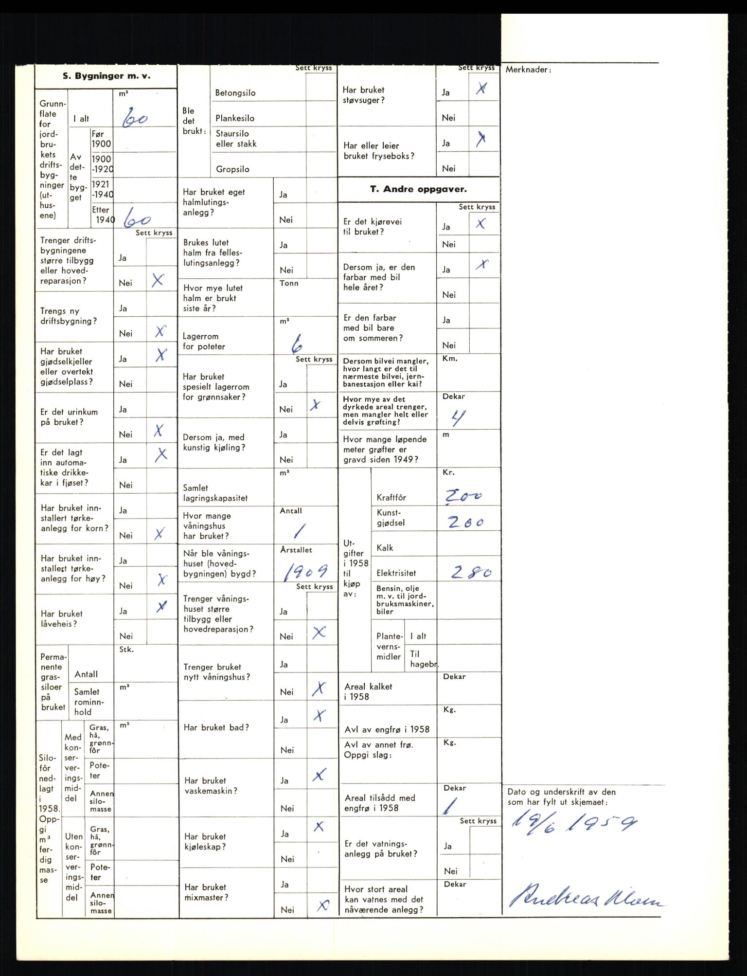 Statistisk sentralbyrå, Næringsøkonomiske emner, Jordbruk, skogbruk, jakt, fiske og fangst, AV/RA-S-2234/G/Gd/L0656: Troms: 1924 Målselv (kl. 0-3) og 1925 Sørreisa, 1959, p. 1487