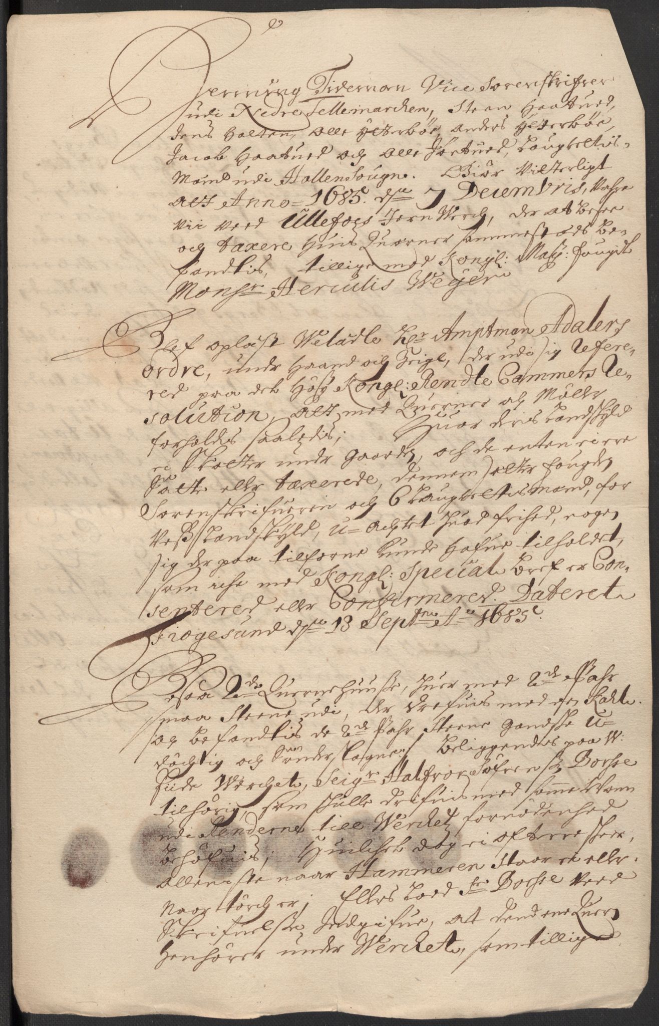 Rentekammeret inntil 1814, Reviderte regnskaper, Fogderegnskap, AV/RA-EA-4092/R35/L2082: Fogderegnskap Øvre og Nedre Telemark, 1685, p. 72