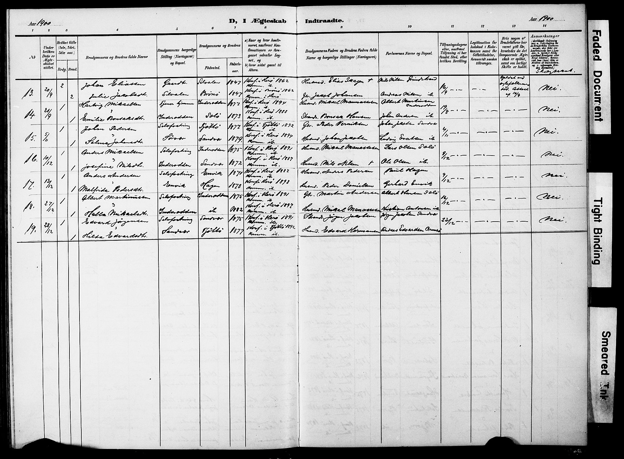 Ministerialprotokoller, klokkerbøker og fødselsregistre - Nordland, AV/SAT-A-1459/834/L0514: Parish register (copy) no. 834C05, 1893-1901