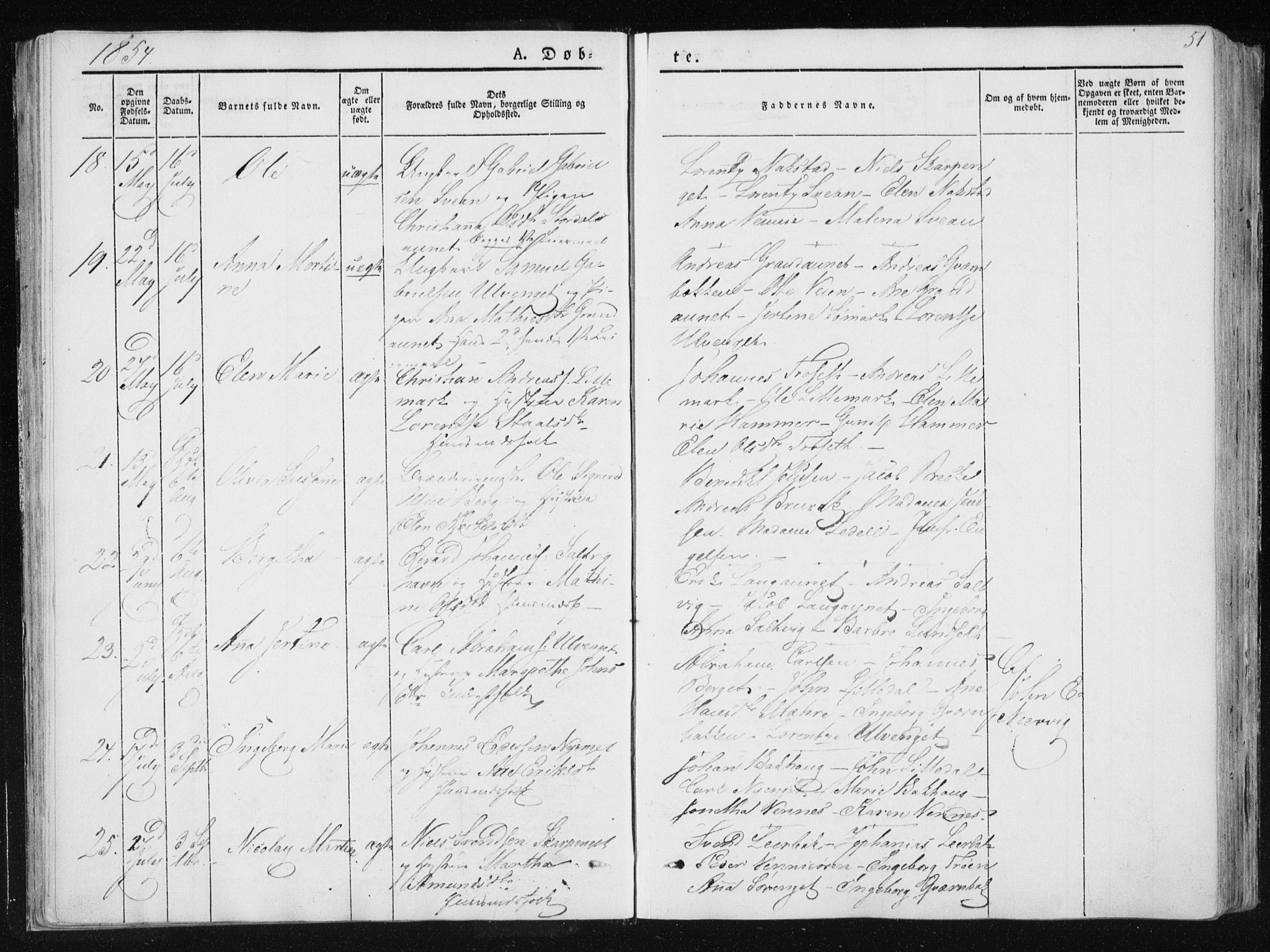 Ministerialprotokoller, klokkerbøker og fødselsregistre - Nord-Trøndelag, SAT/A-1458/733/L0323: Parish register (official) no. 733A02, 1843-1870, p. 51