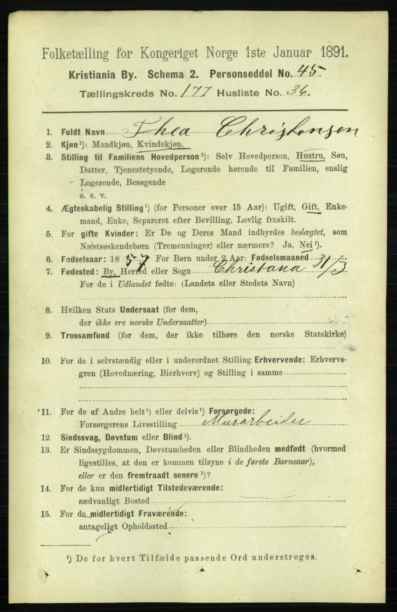 RA, 1891 census for 0301 Kristiania, 1891, p. 107087