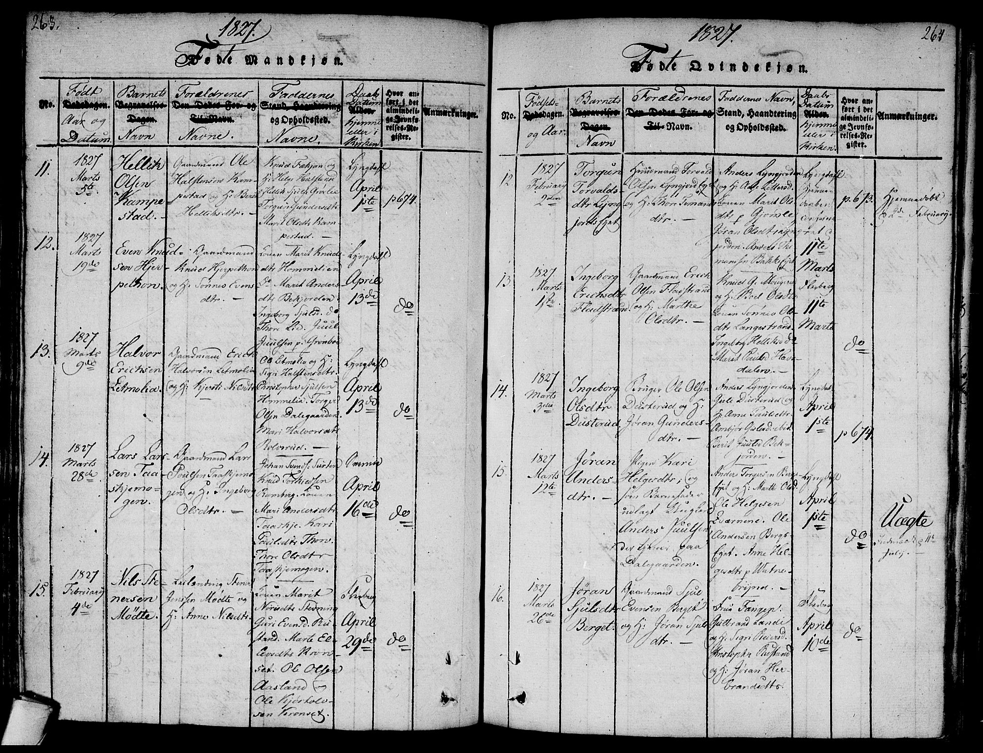 Flesberg kirkebøker, AV/SAKO-A-18/F/Fa/L0005: Parish register (official) no. I 5, 1816-1834, p. 263-264