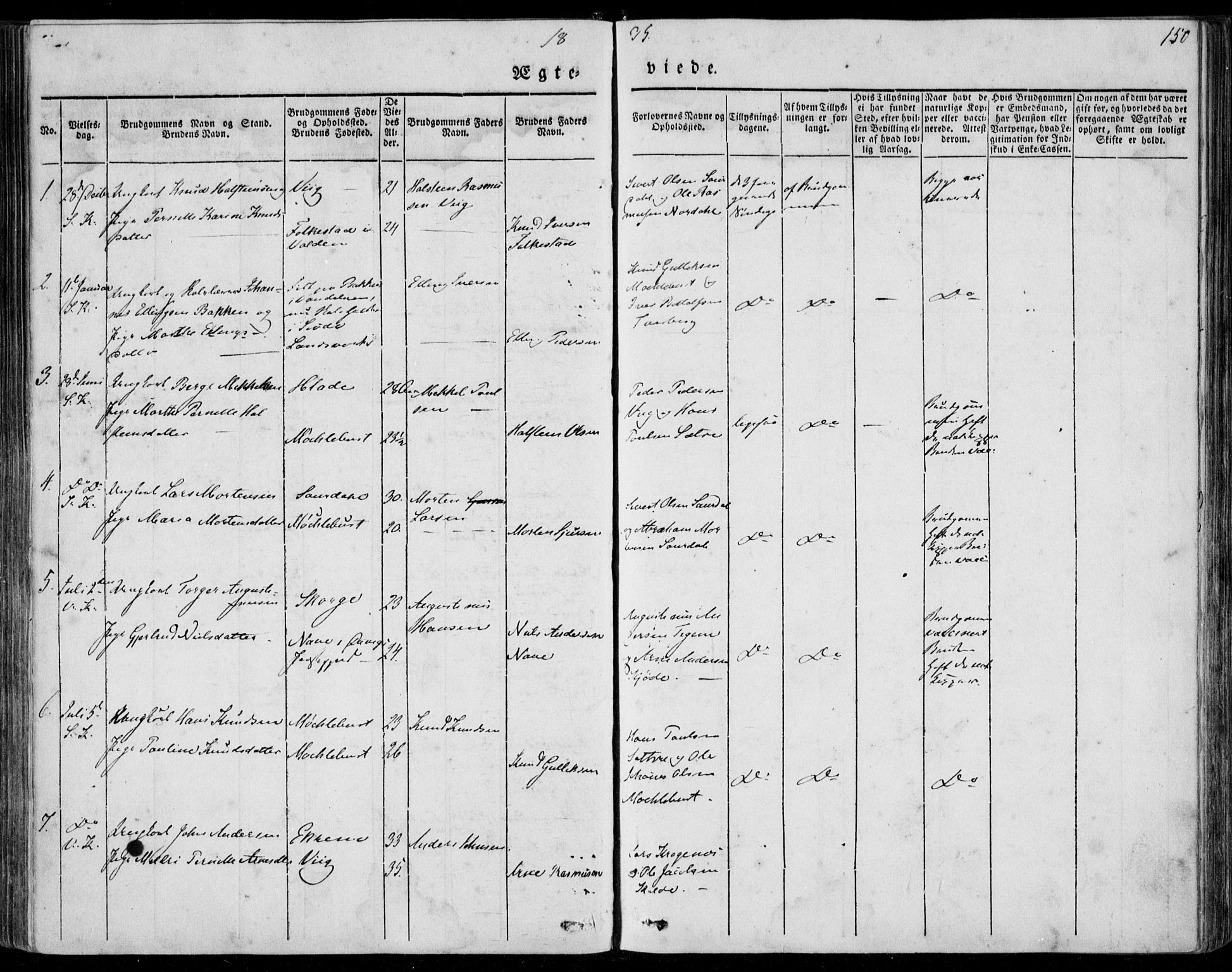 Ministerialprotokoller, klokkerbøker og fødselsregistre - Møre og Romsdal, SAT/A-1454/501/L0005: Parish register (official) no. 501A05, 1831-1844, p. 150