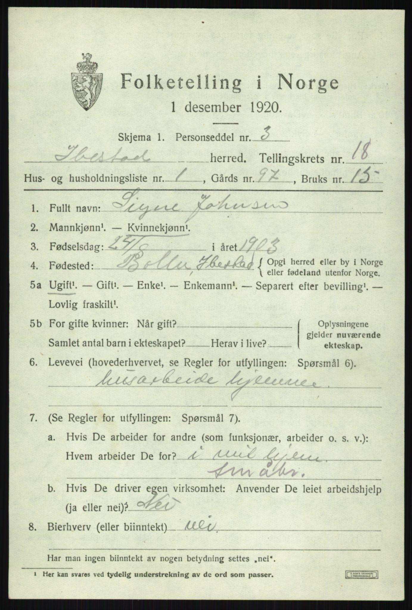 SATØ, 1920 census for Ibestad, 1920, p. 9793