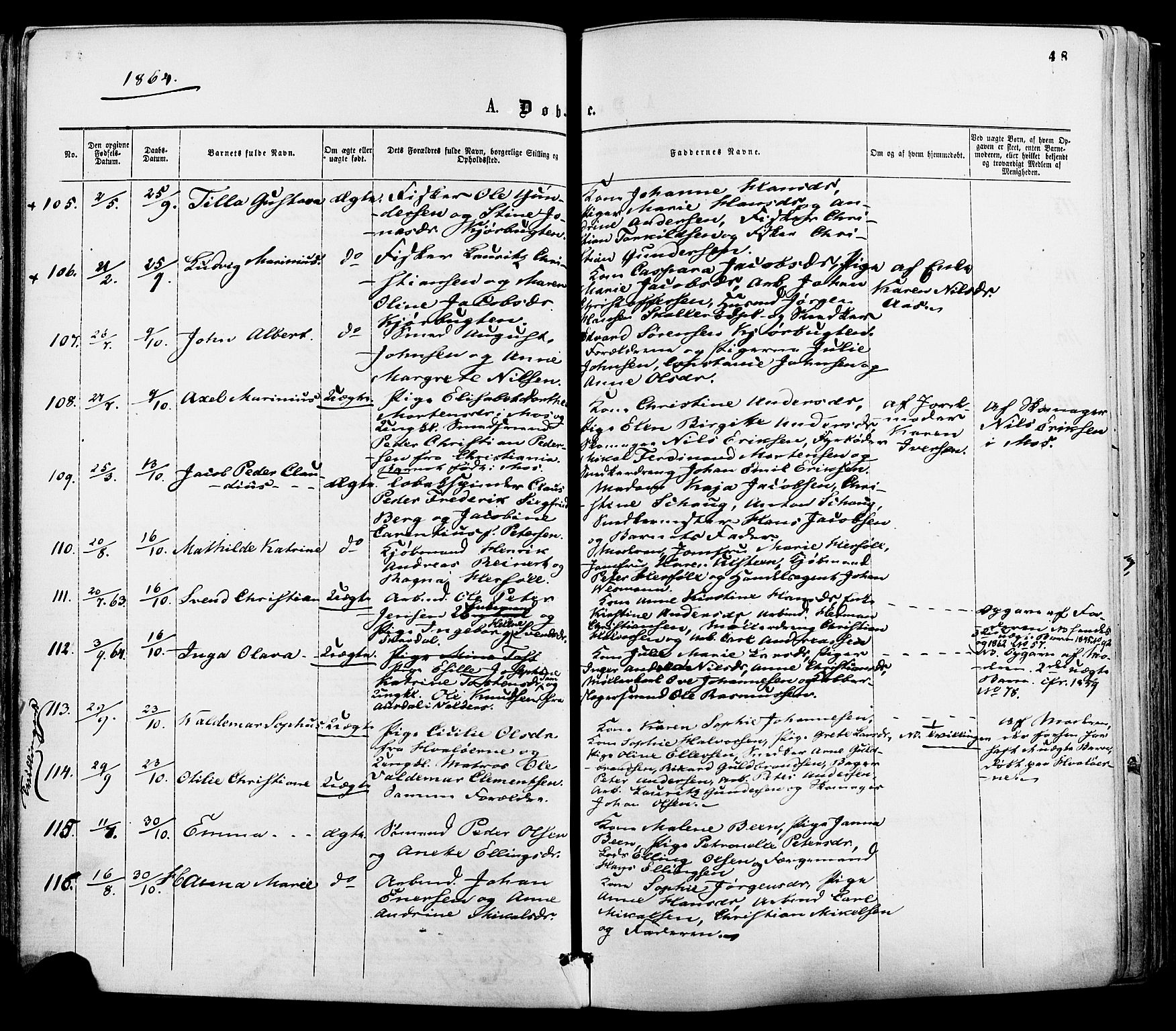 Moss prestekontor Kirkebøker, SAO/A-2003/F/Fa/L0009: Parish register (official) no. I 9, 1861-1869, p. 48