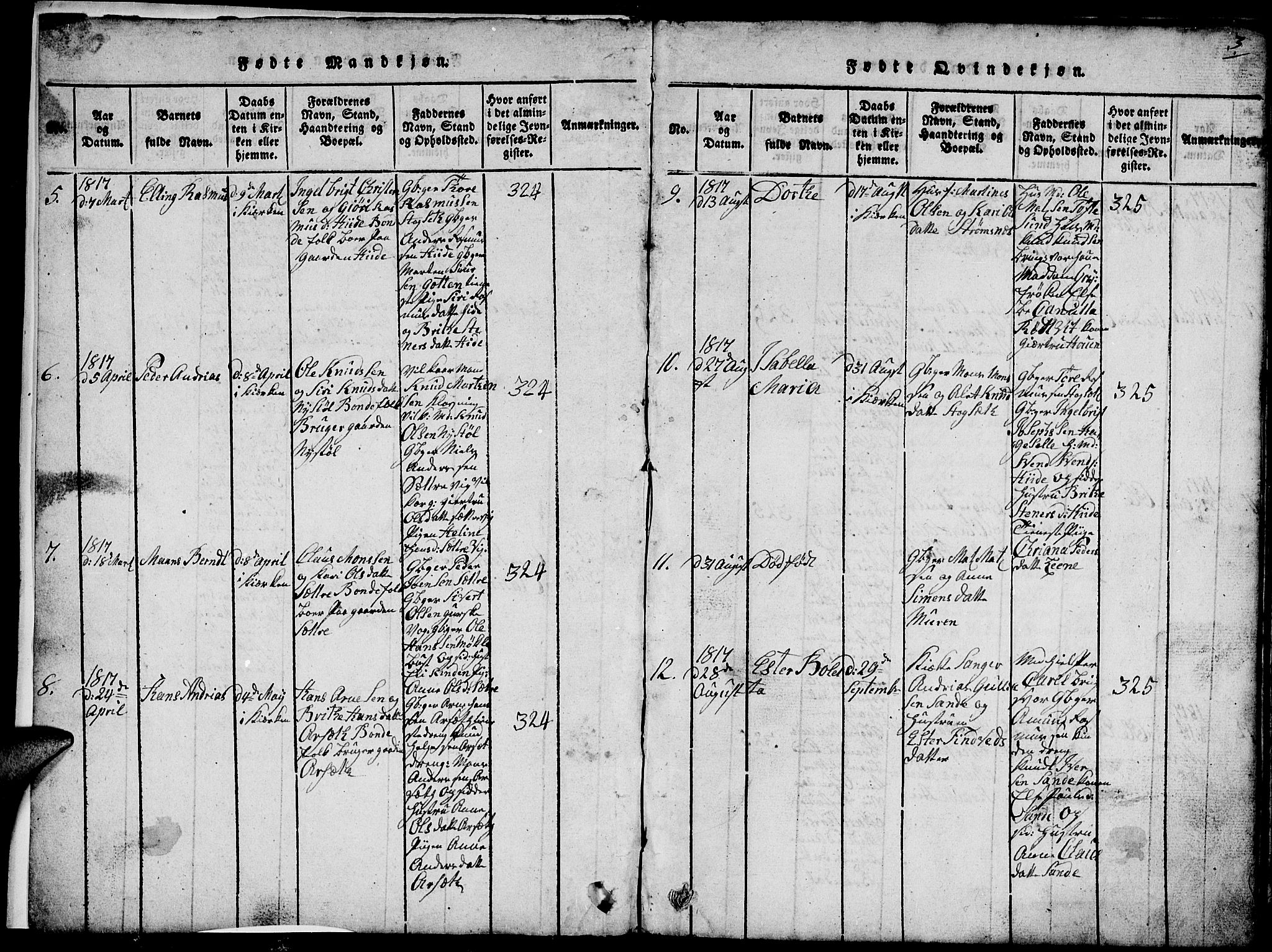 Ministerialprotokoller, klokkerbøker og fødselsregistre - Møre og Romsdal, SAT/A-1454/503/L0046: Parish register (copy) no. 503C01, 1816-1842, p. 3