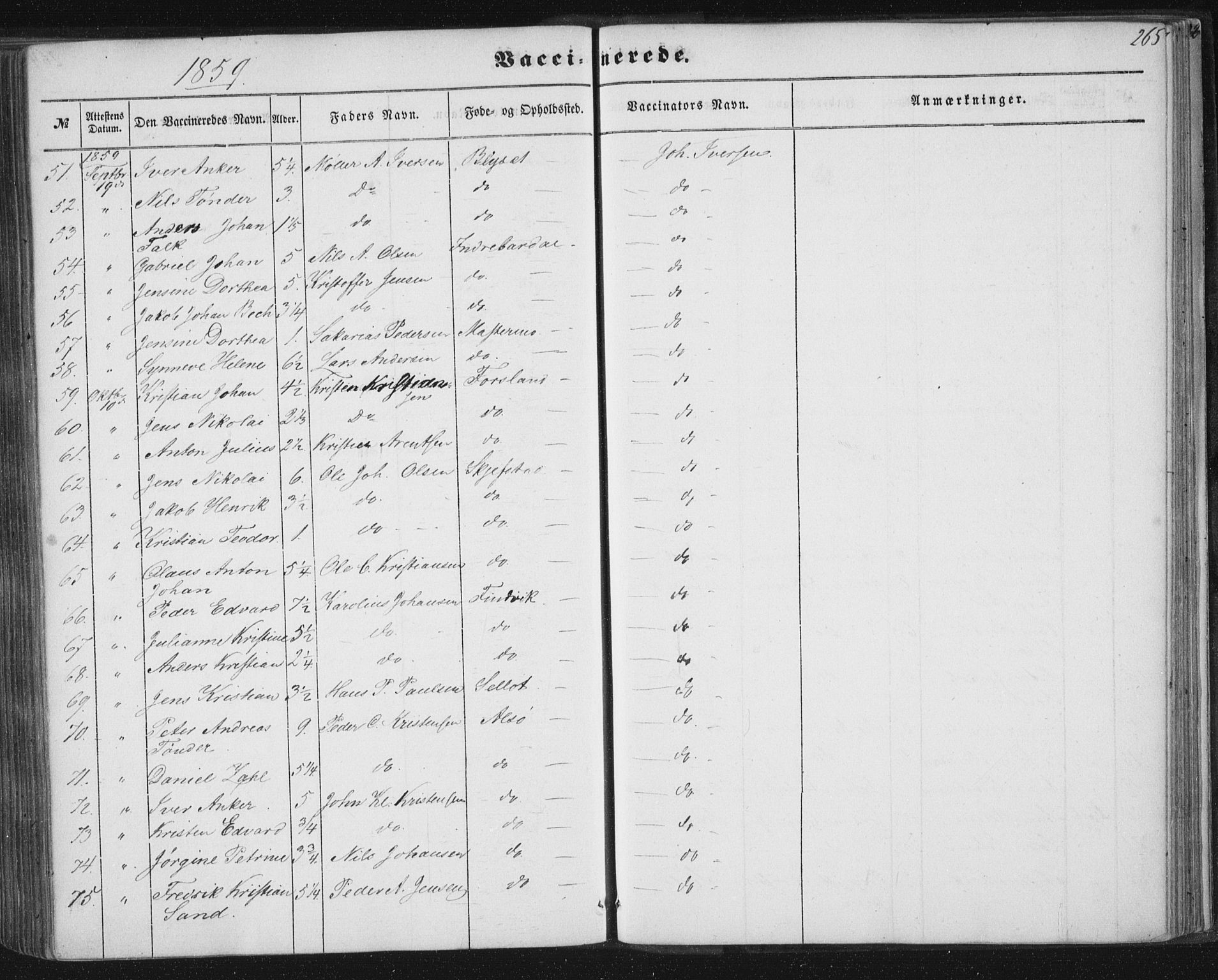 Ministerialprotokoller, klokkerbøker og fødselsregistre - Nordland, AV/SAT-A-1459/838/L0550: Parish register (official) no. 838A08, 1855-1865, p. 265