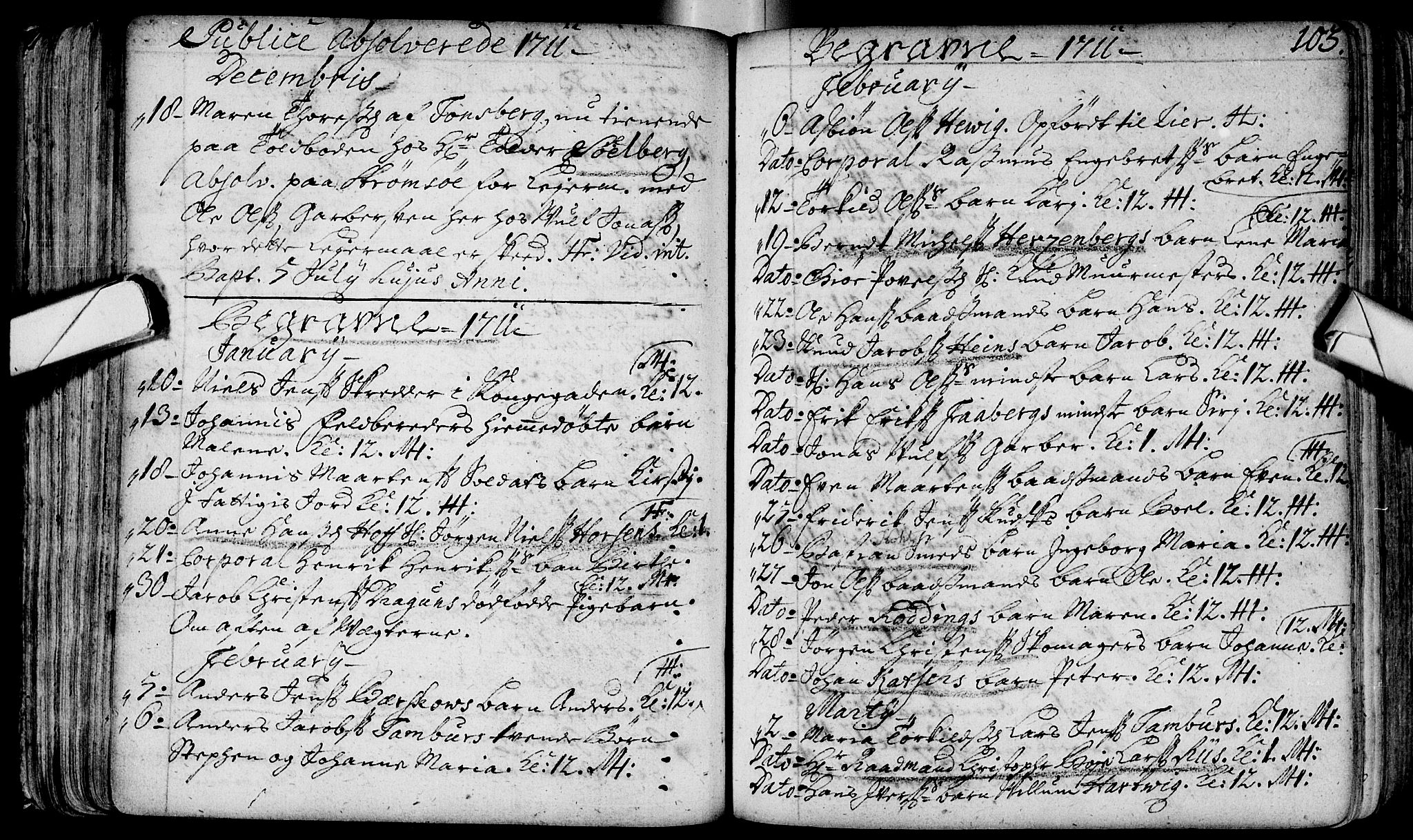 Bragernes kirkebøker, SAKO/A-6/F/Fa/L0003: Parish register (official) no. I 3, 1706-1734, p. 103