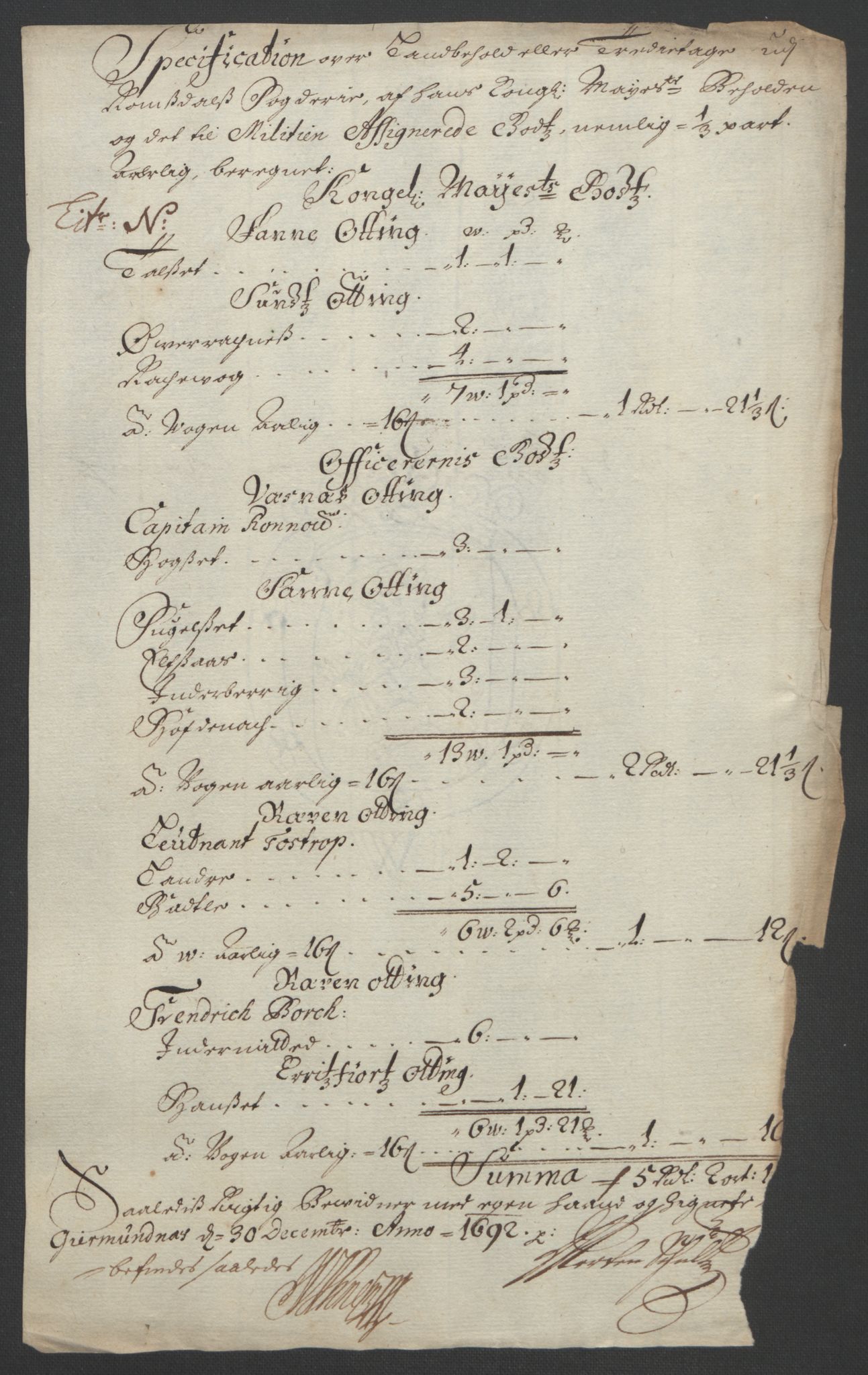 Rentekammeret inntil 1814, Reviderte regnskaper, Fogderegnskap, RA/EA-4092/R55/L3650: Fogderegnskap Romsdal, 1692, p. 160