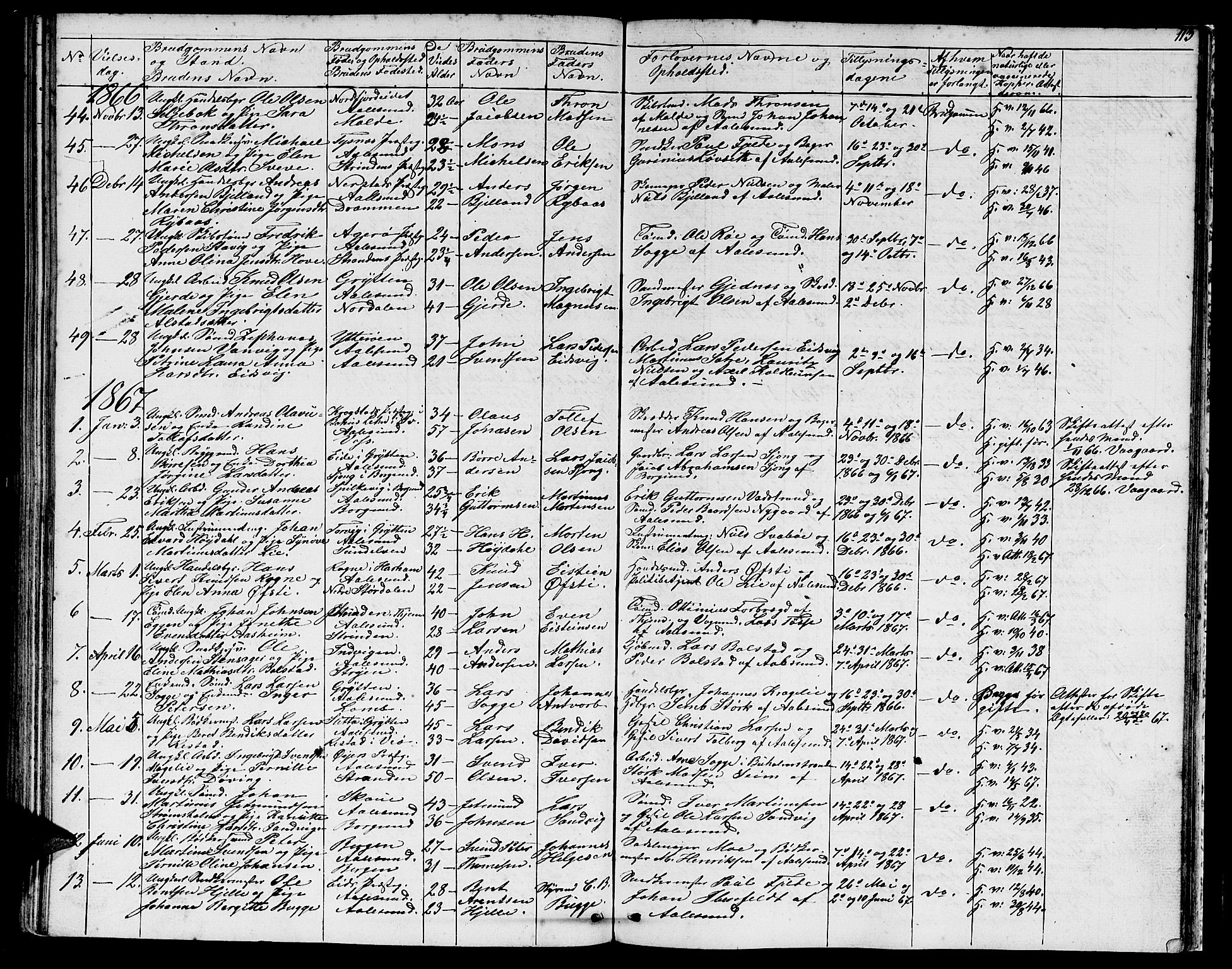 Ministerialprotokoller, klokkerbøker og fødselsregistre - Møre og Romsdal, SAT/A-1454/529/L0464: Parish register (copy) no. 529C01, 1855-1867, p. 113
