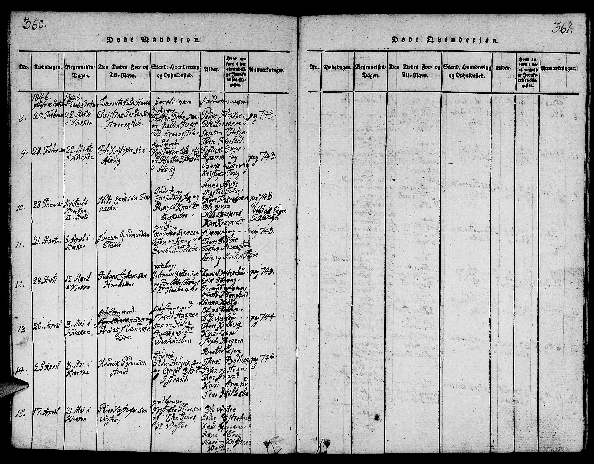 Strand sokneprestkontor, AV/SAST-A-101828/H/Ha/Hab/L0001: Parish register (copy) no. B 1, 1816-1854, p. 360-361