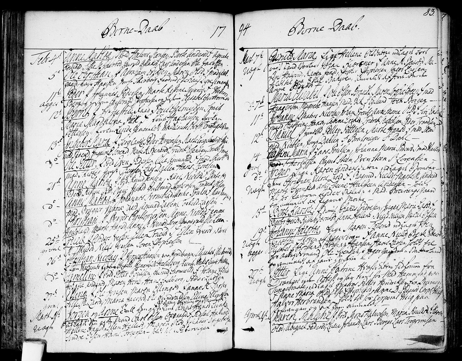 Garnisonsmenigheten Kirkebøker, AV/SAO-A-10846/F/Fa/L0003: Parish register (official) no. 3, 1777-1809, p. 83