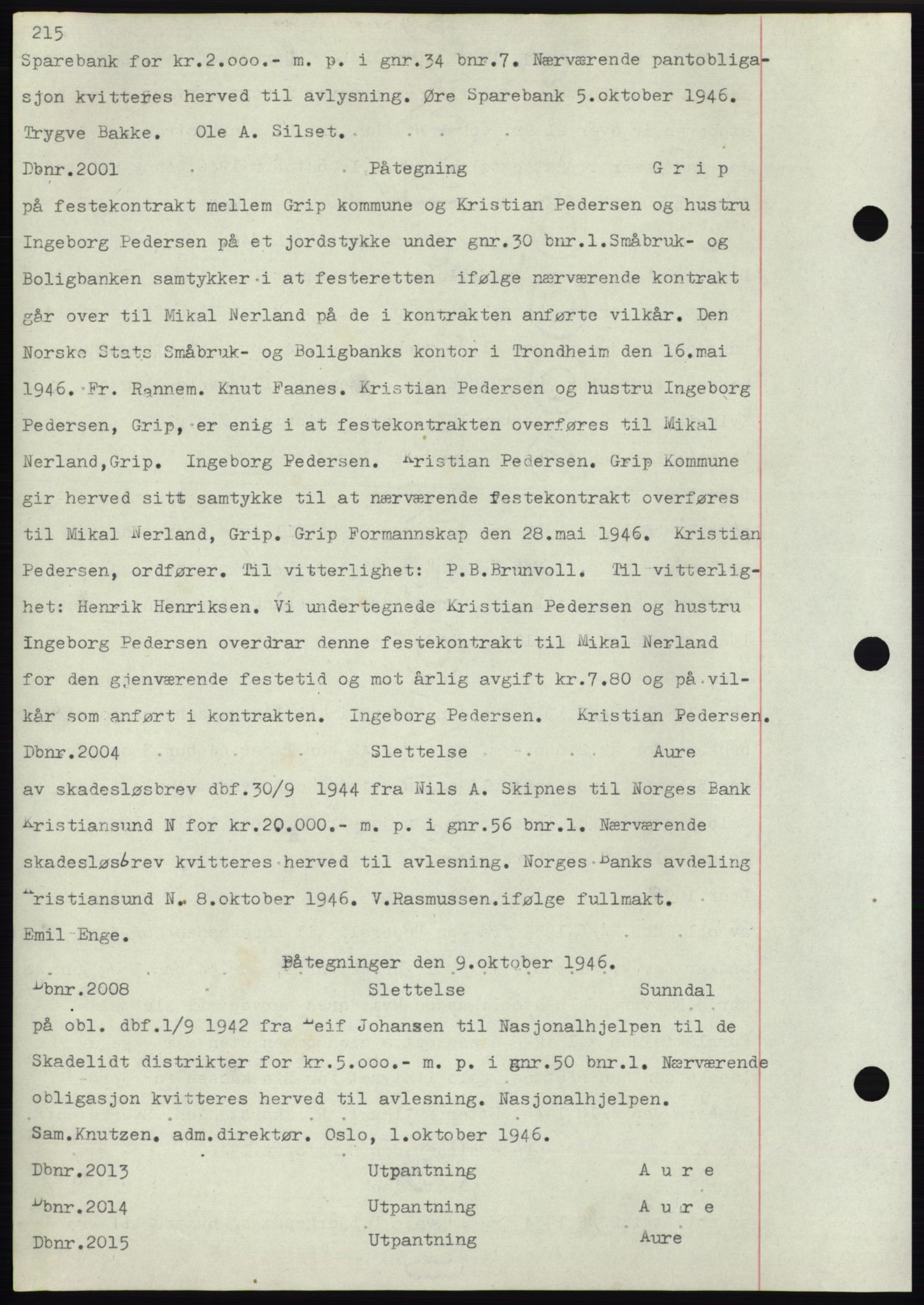 Nordmøre sorenskriveri, AV/SAT-A-4132/1/2/2Ca: Mortgage book no. C82b, 1946-1951, Diary no: : 2001/1946