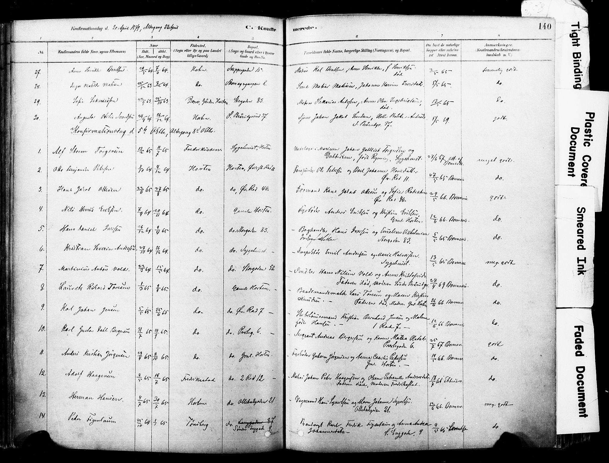 Horten kirkebøker, AV/SAKO-A-348/F/Fa/L0003: Parish register (official) no. 3, 1878-1887, p. 140