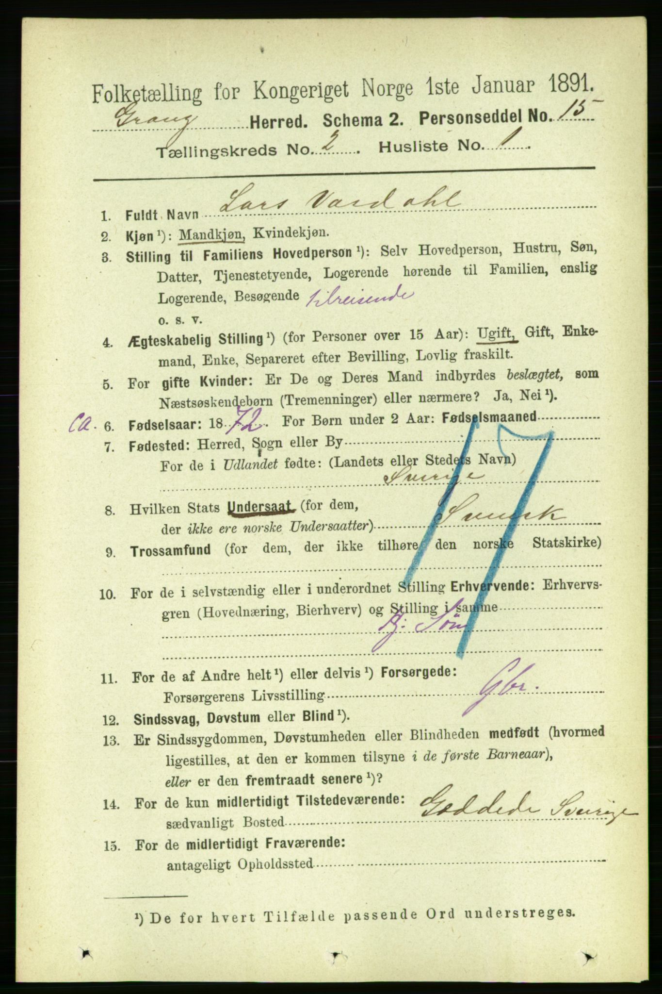 RA, 1891 census for 1742 Grong, 1891, p. 736