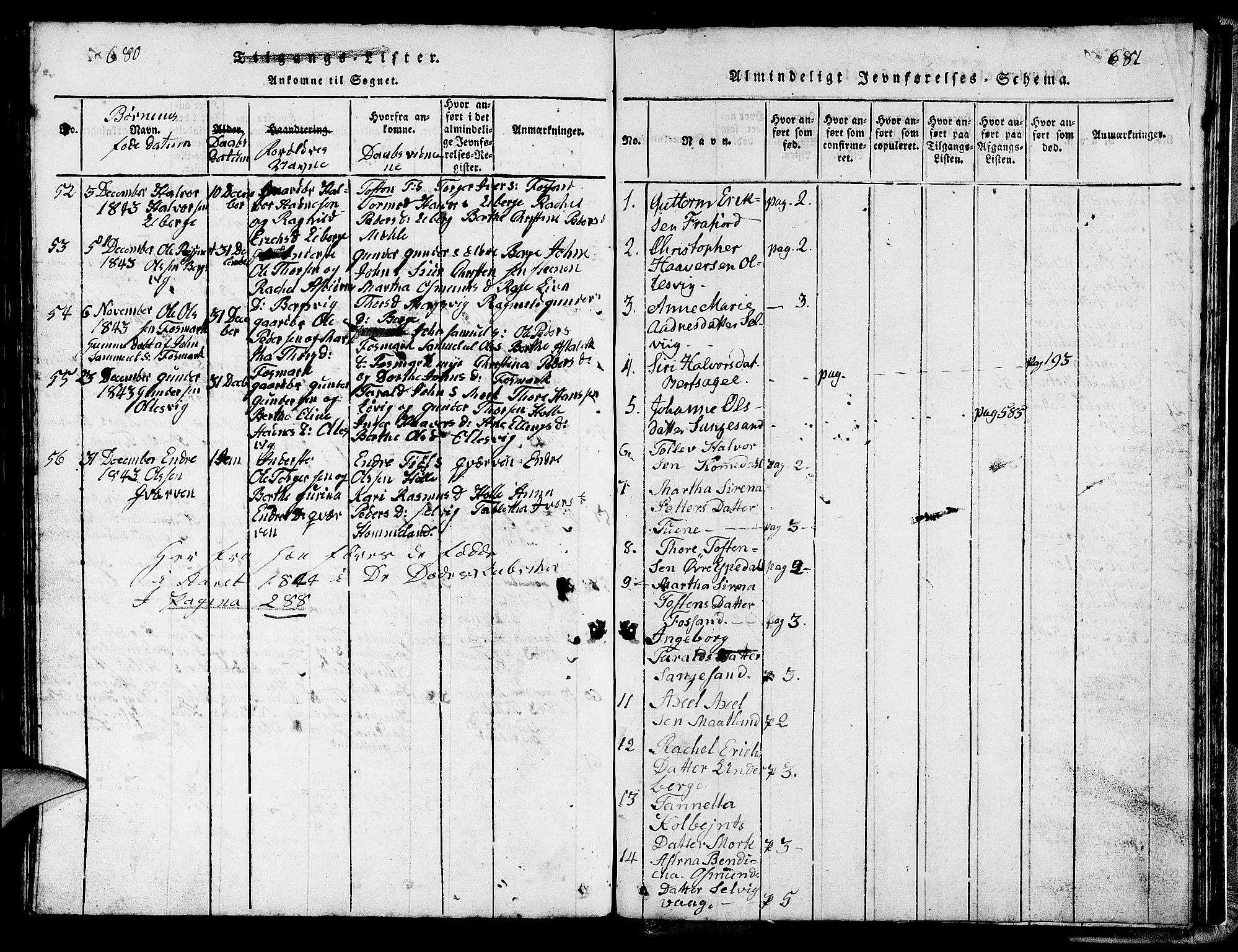 Strand sokneprestkontor, AV/SAST-A-101828/H/Ha/Hab/L0002: Parish register (copy) no. B 2, 1816-1854, p. 680-681