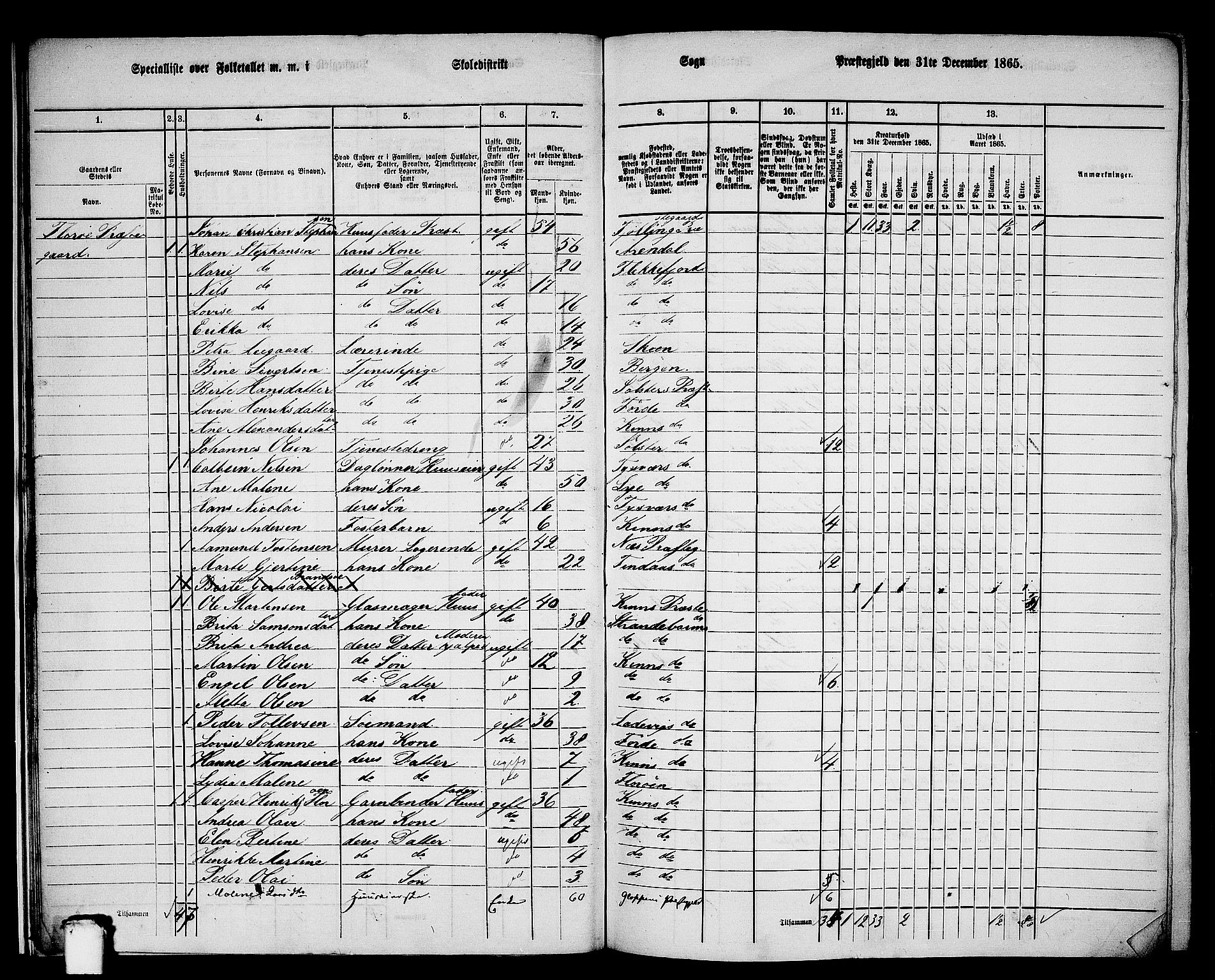 RA, 1865 census for Kinn, 1865, p. 17