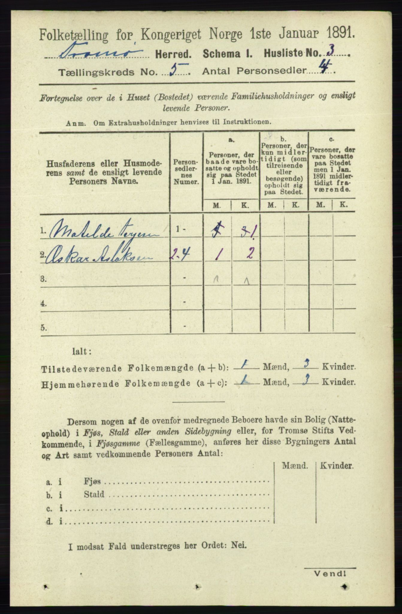 RA, 1891 census for 0921 Tromøy, 1891, p. 2073