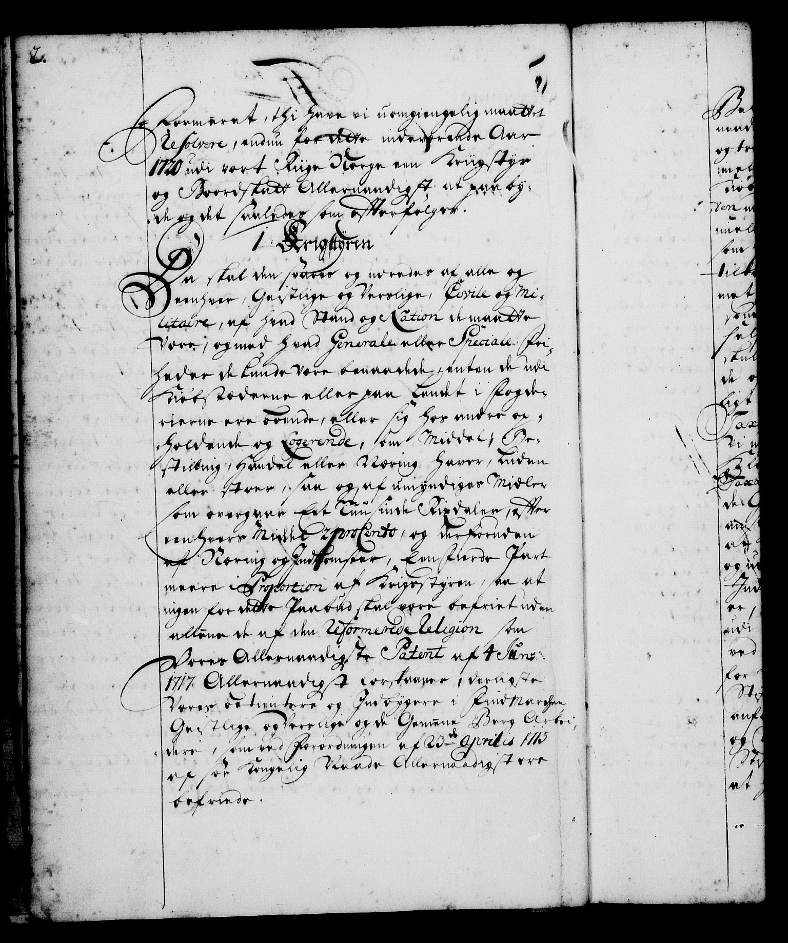 Rentekammeret, Kammerkanselliet, RA/EA-3111/G/Gg/Gga/L0001: Norsk ekspedisjonsprotokoll med register (merket RK 53.1), 1720-1723, p. 2