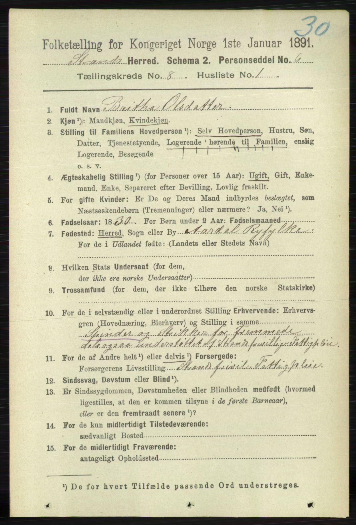 RA, 1891 census for 1130 Strand, 1891, p. 2507