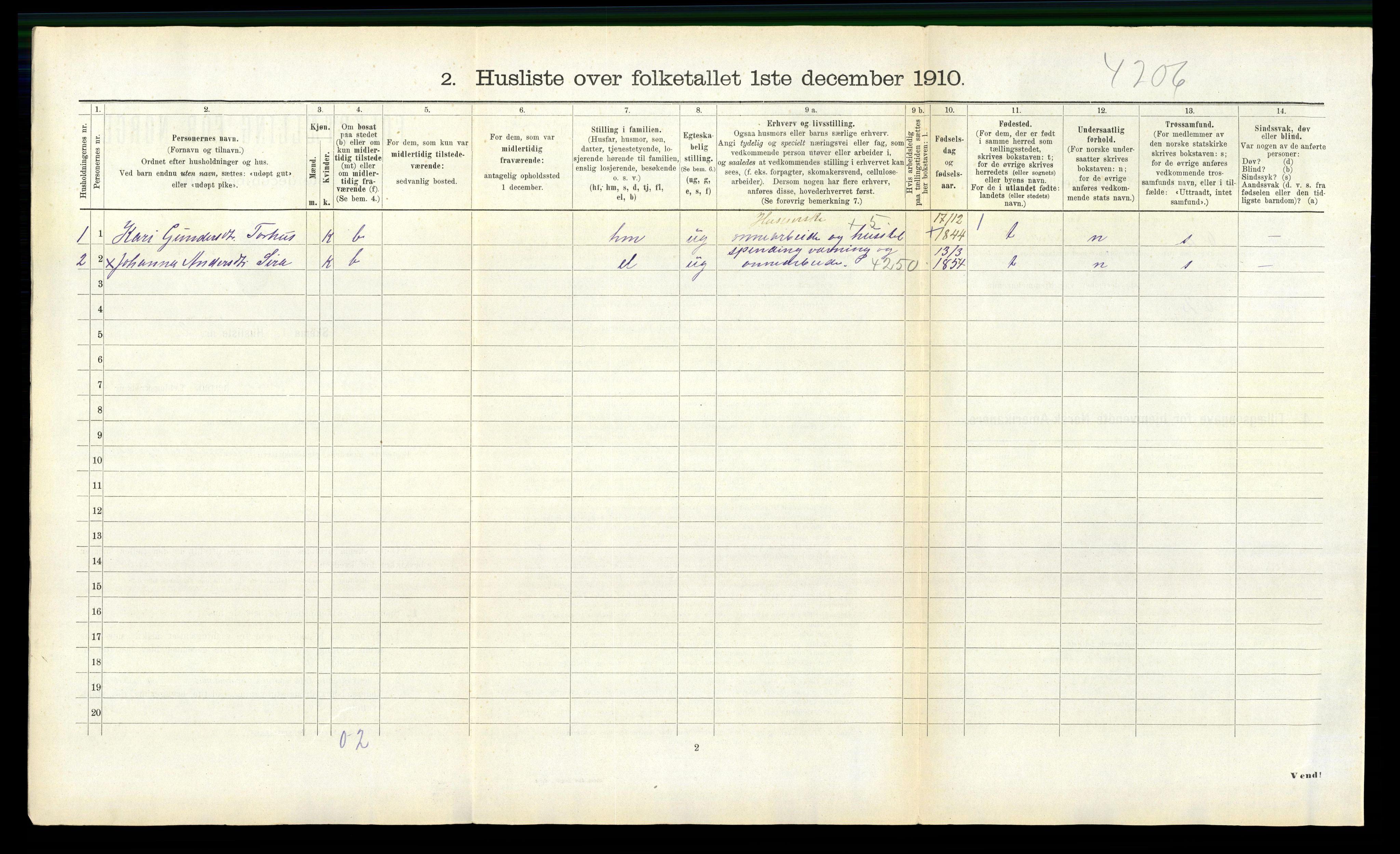 RA, 1910 census for Eresfjord og Vistdal, 1910, p. 326