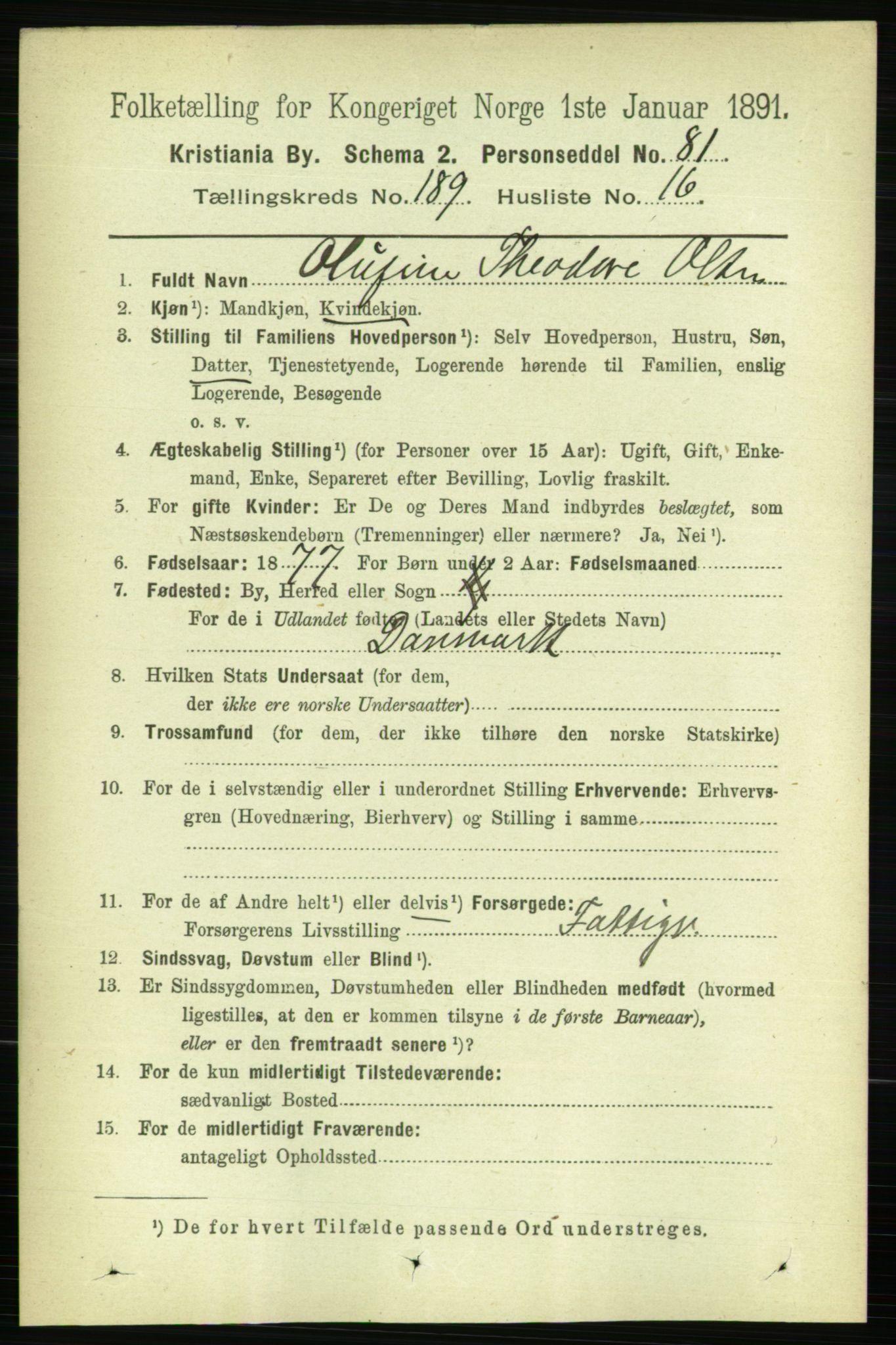 RA, 1891 census for 0301 Kristiania, 1891, p. 113812